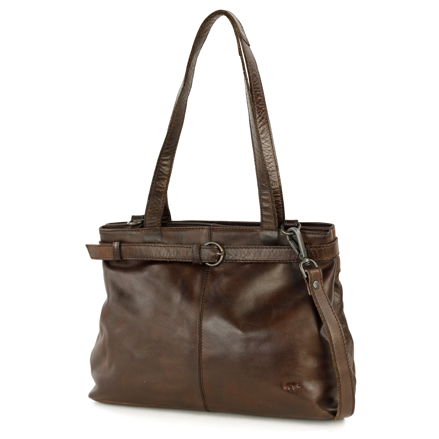 Hand/shoulder bag with buckle 'Evi' dark brown