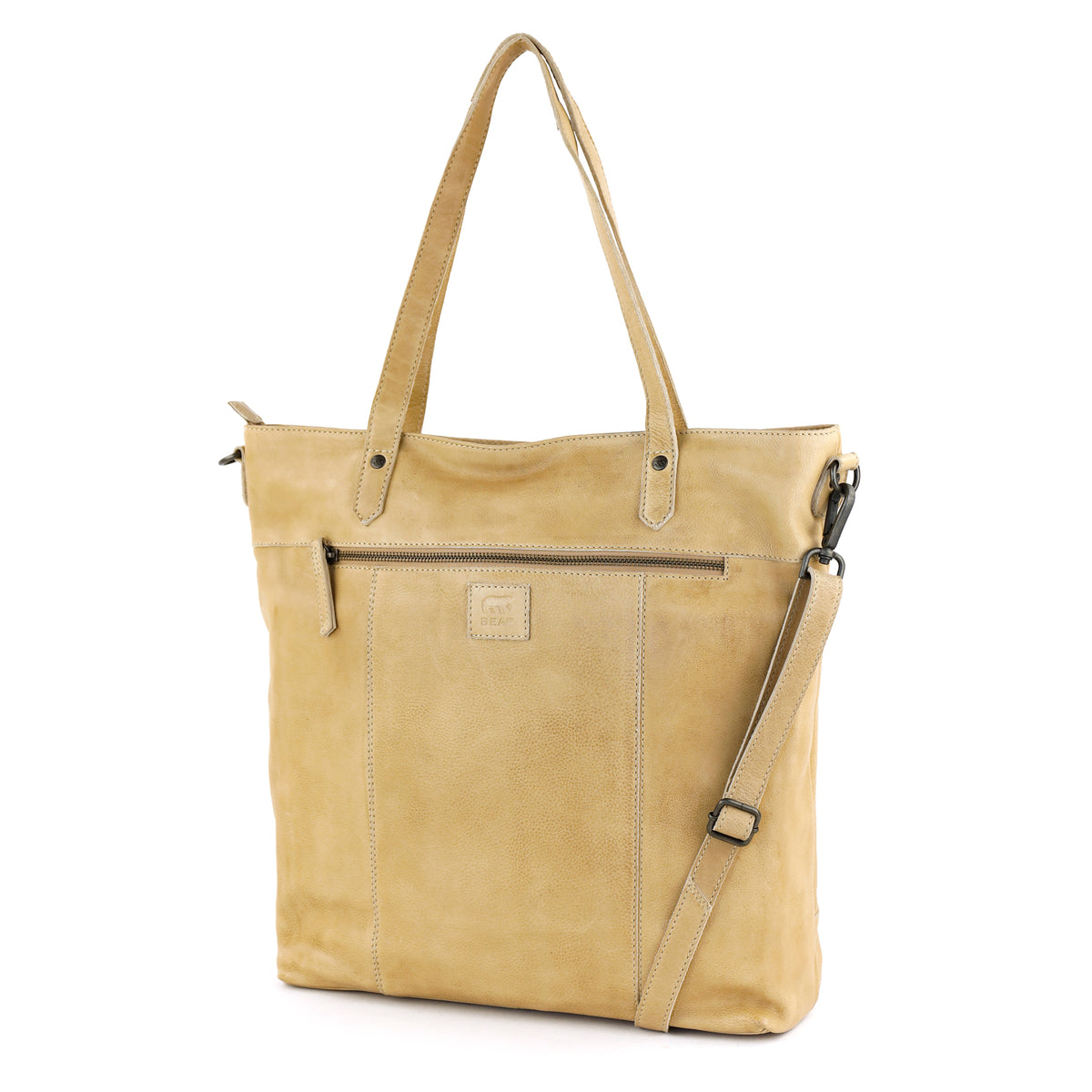 Ruime shopper/schoudertas met laptopvak - 'Claire' beige