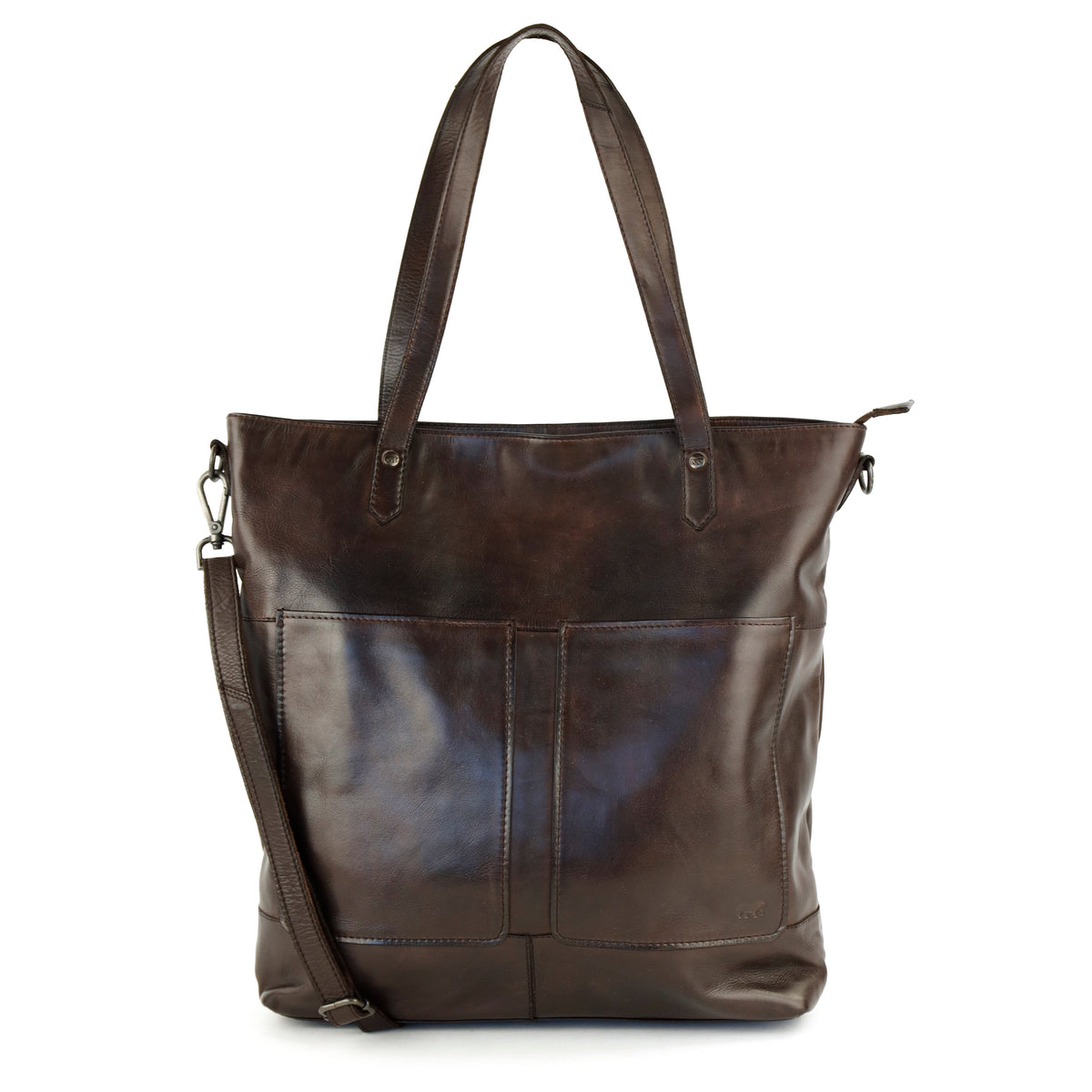 Ruime shopper/schoudertas met laptopvak - 'Claire' donkerbruin