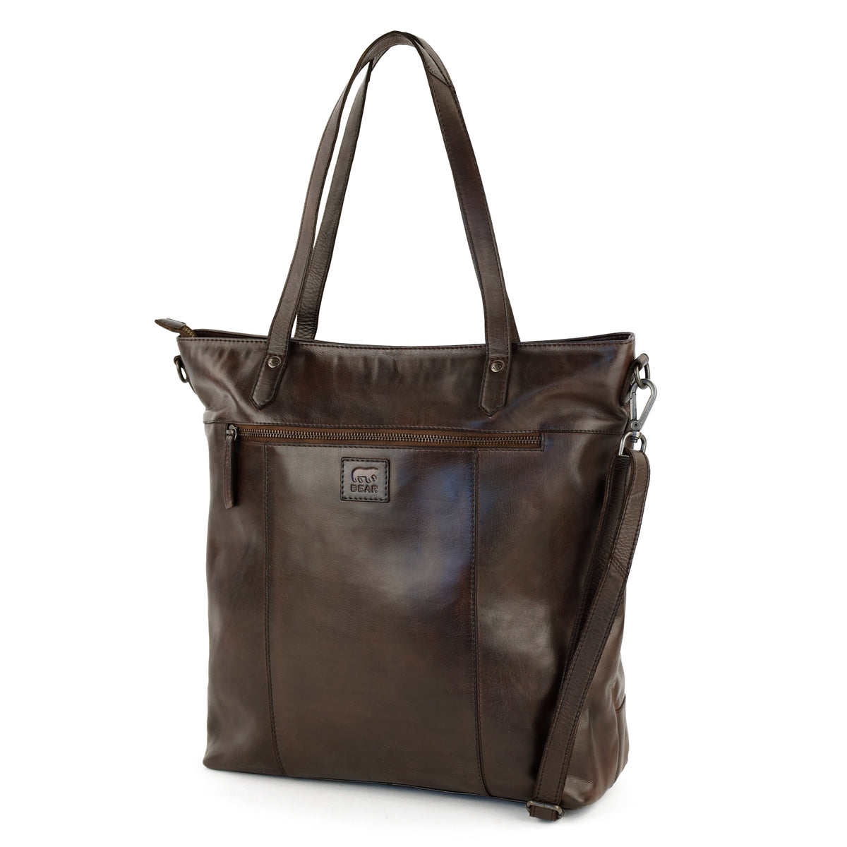 Ruime shopper/schoudertas met laptopvak - 'Claire' donkerbruin