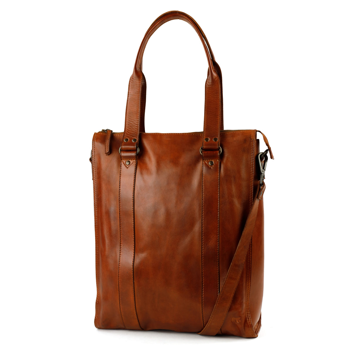 Hand-/schoudertas met laptopvak - 'Freya' cognac