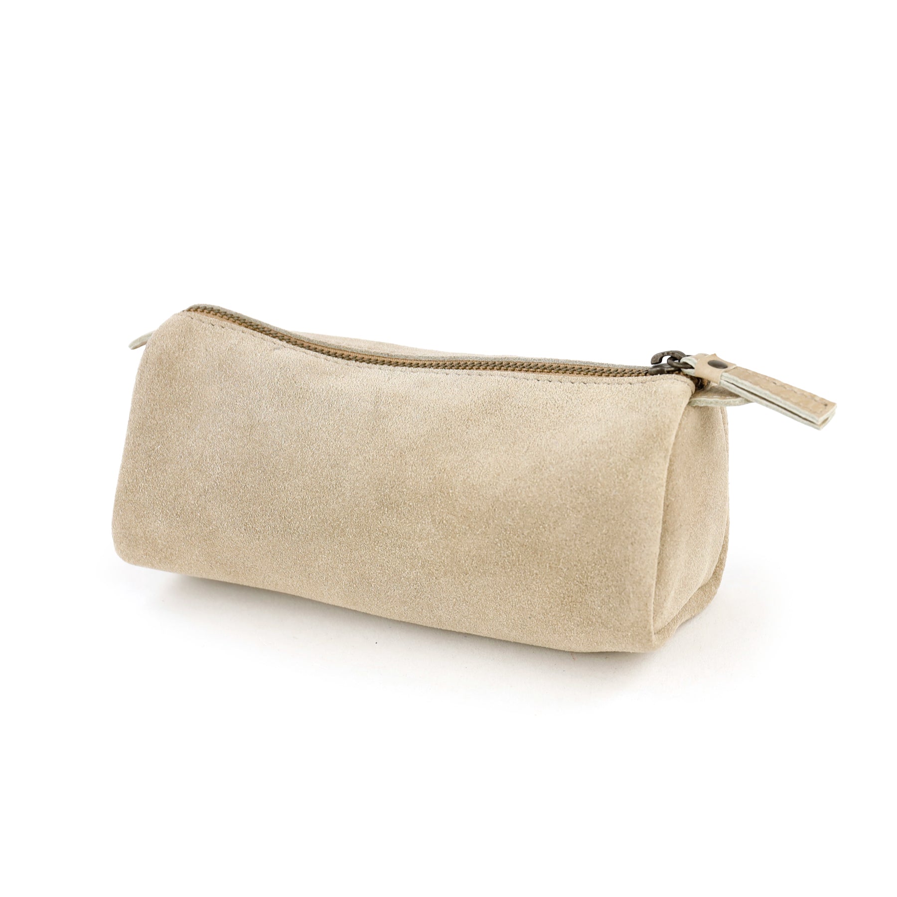 Suede pencil case 'Tito' XL beige