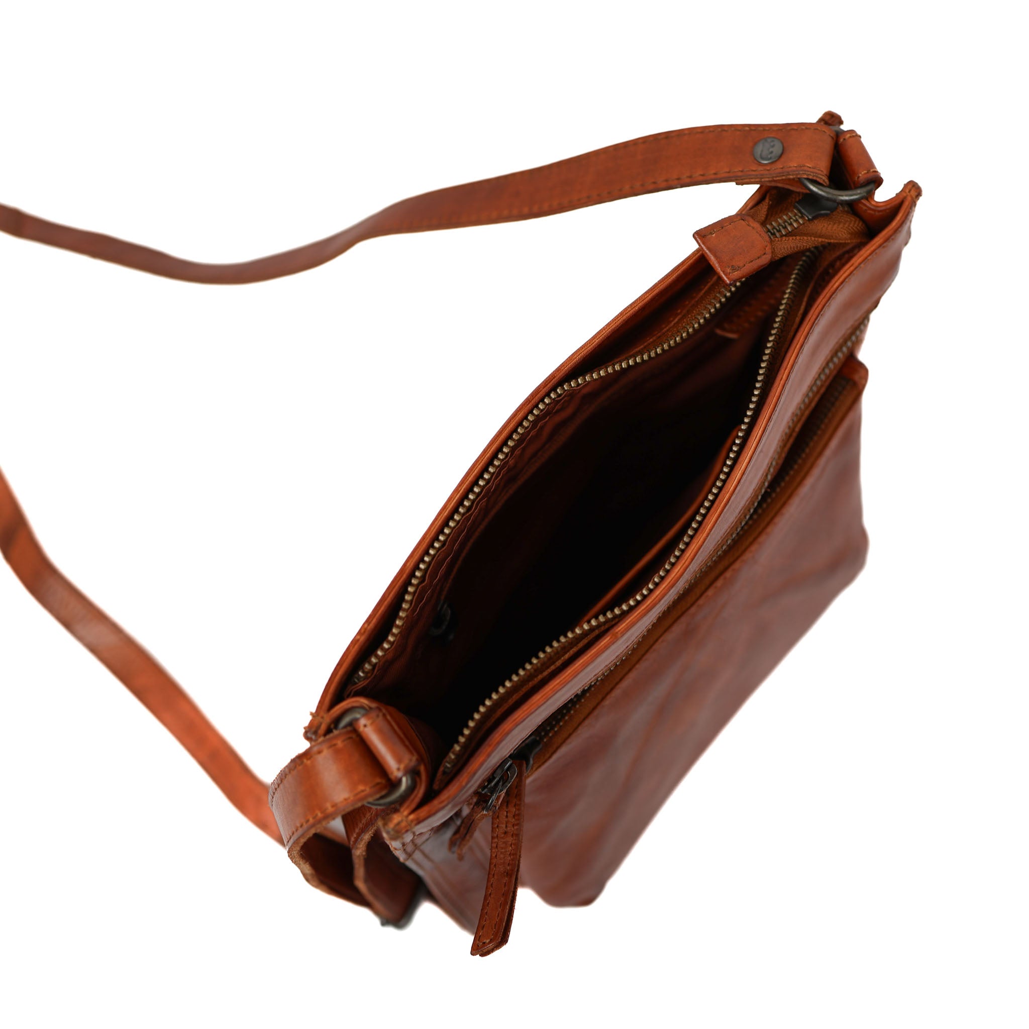 Ruime schoudertas 'Marisa' cognac
