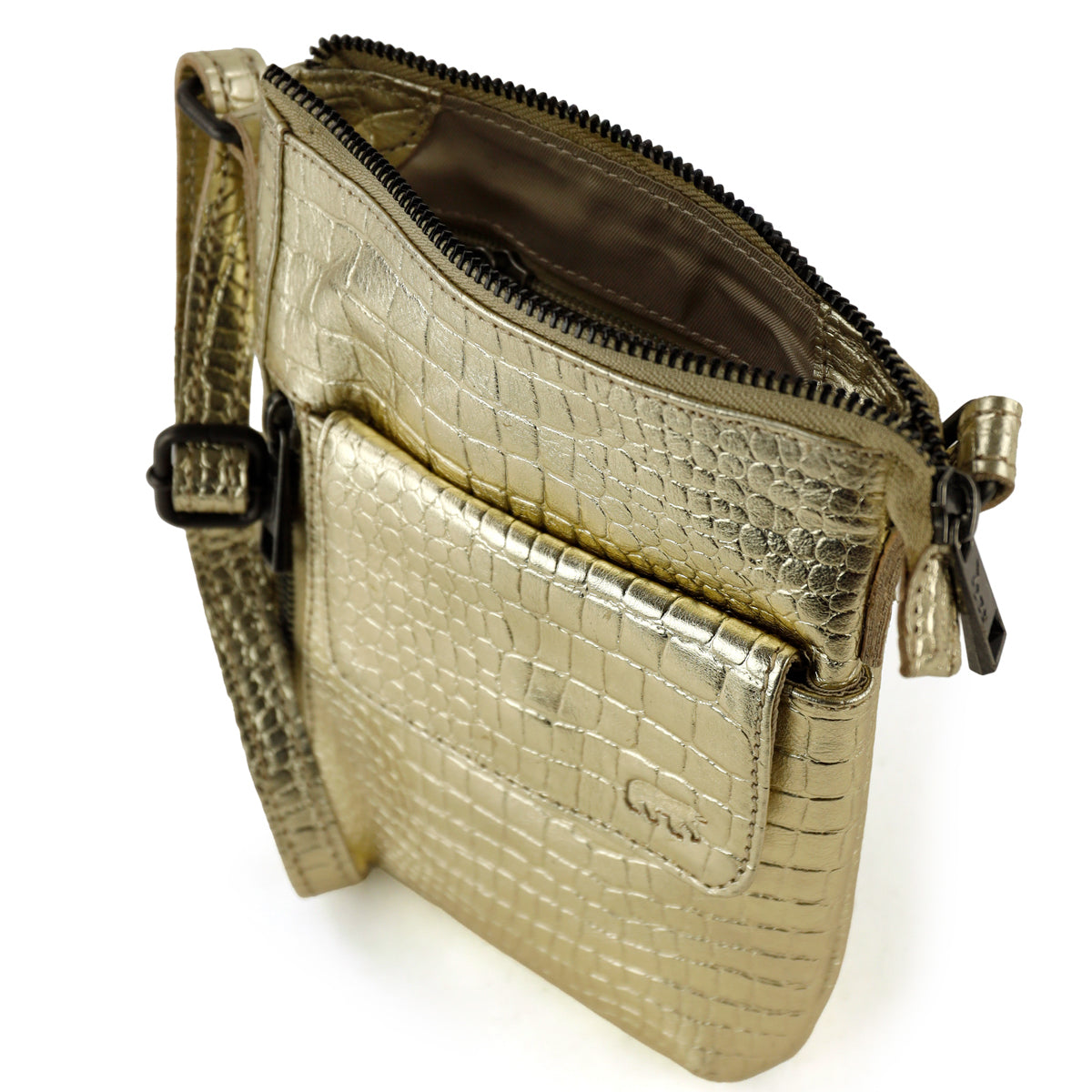 Shoulder bag 'Davide' croco champagne