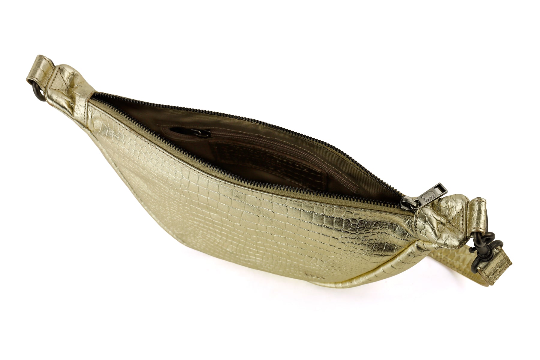 Crossbody tasje 'Toon' croco champagne