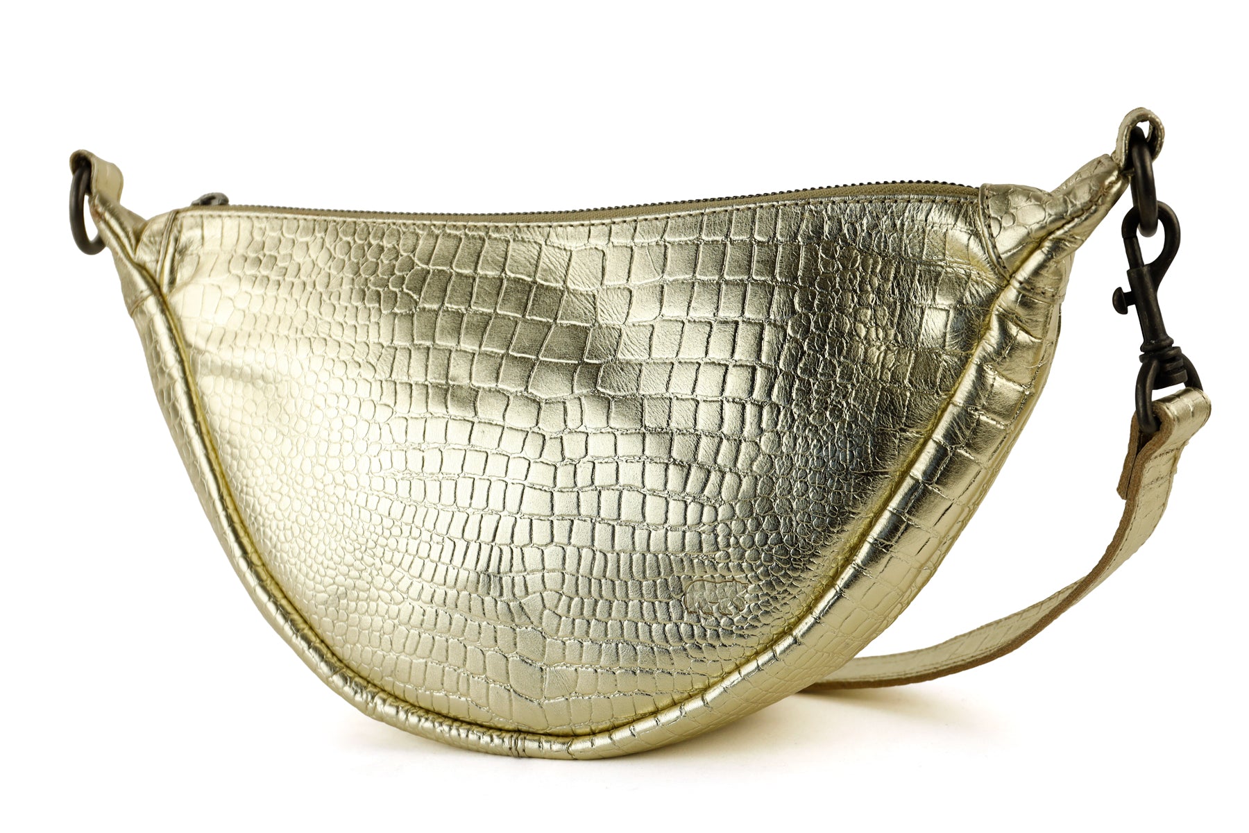 Crossbody tasje 'Toon' croco champagne