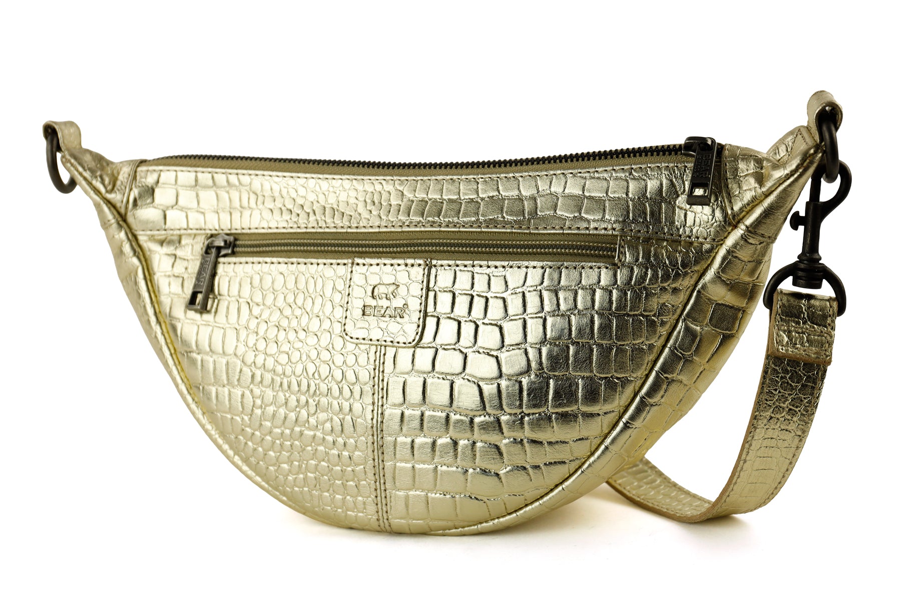 Crossbody tasje 'Toon' croco champagne