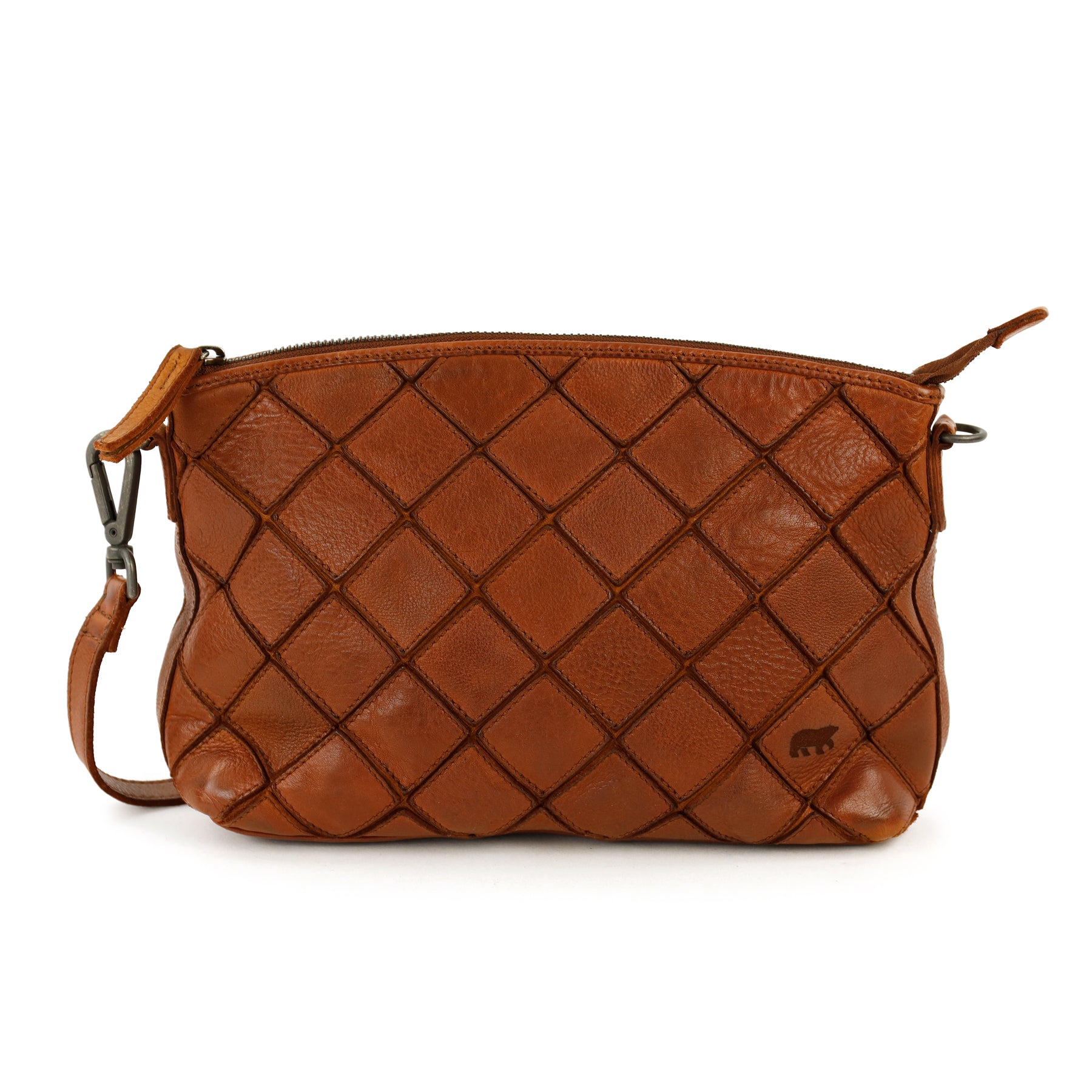 Patchwork schoudertasje 'Louise' cognac