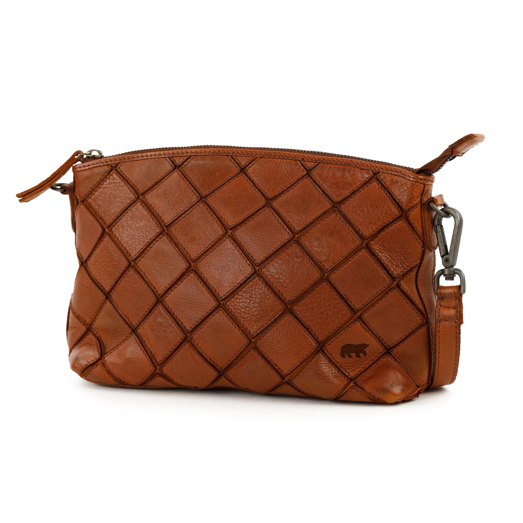 Patchwork schoudertasje 'Louise' cognac