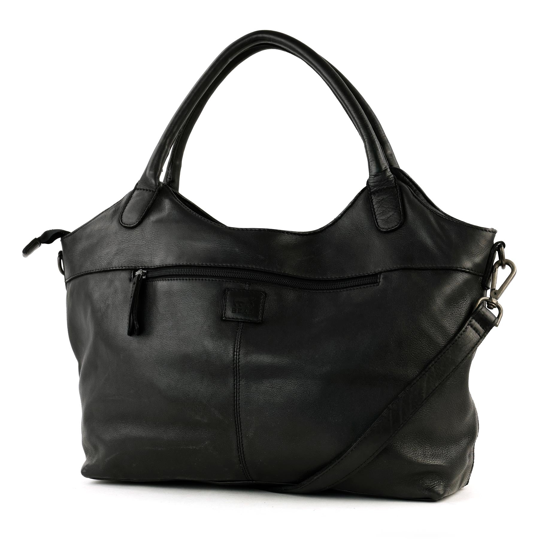 Patchwork hand/shoulder bag 'Marguerite' black
