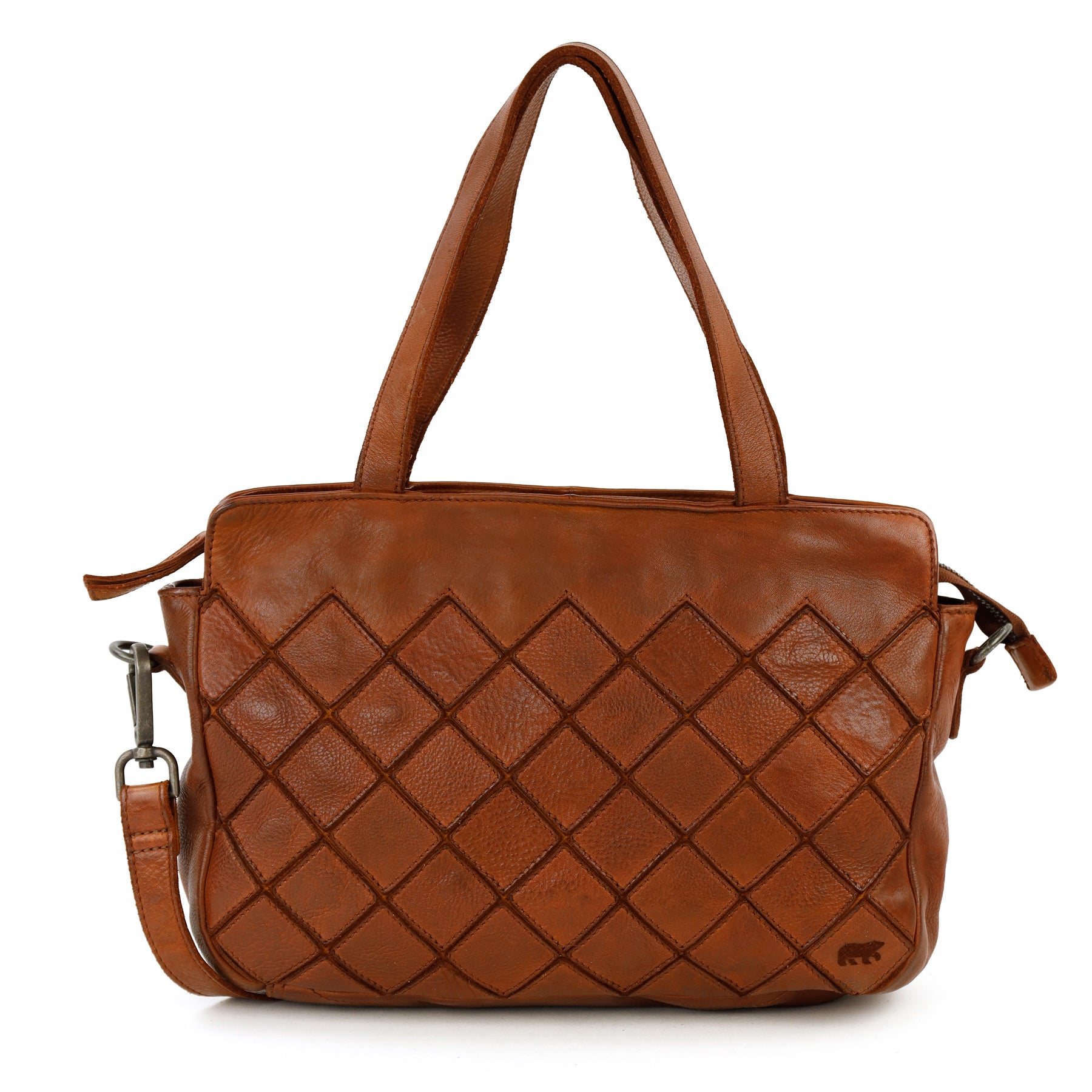 Patchwork hand-/schoudertasje 'Alice' cognac
