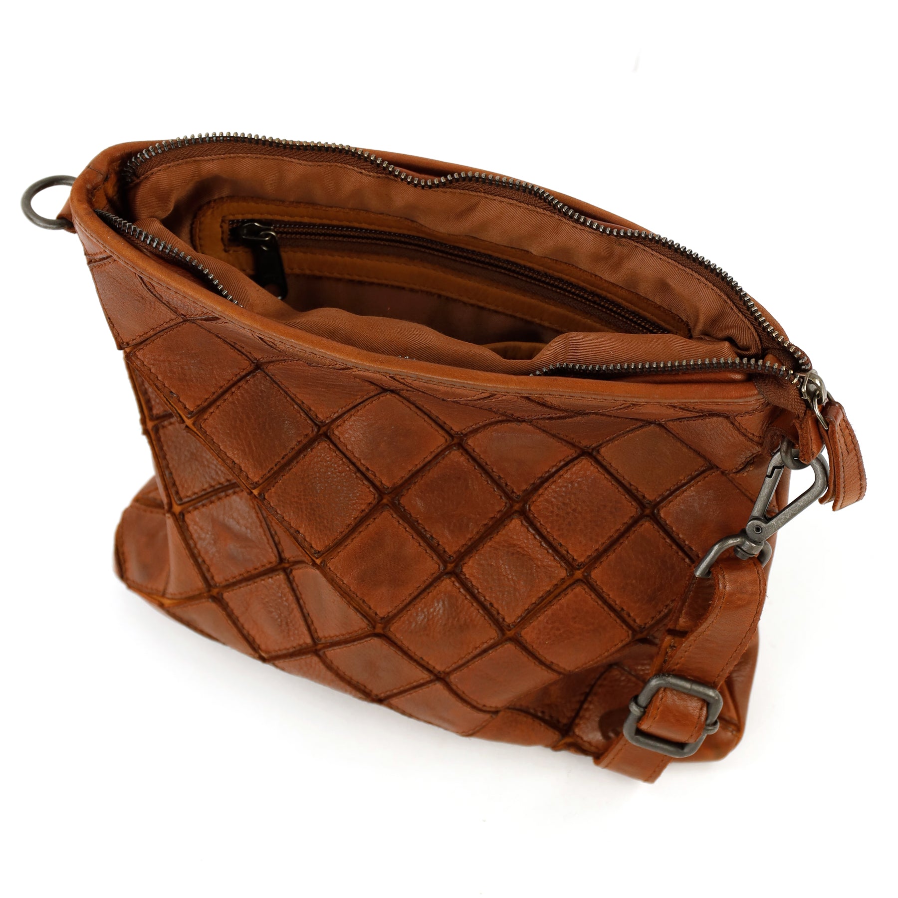 Patchwork shoulder bag 'Juliette' cognac
