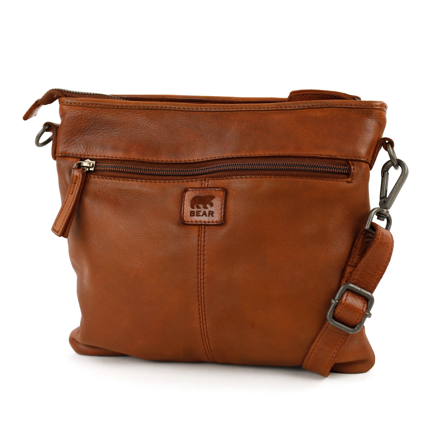 Patchwork shoulder bag 'Juliette' cognac