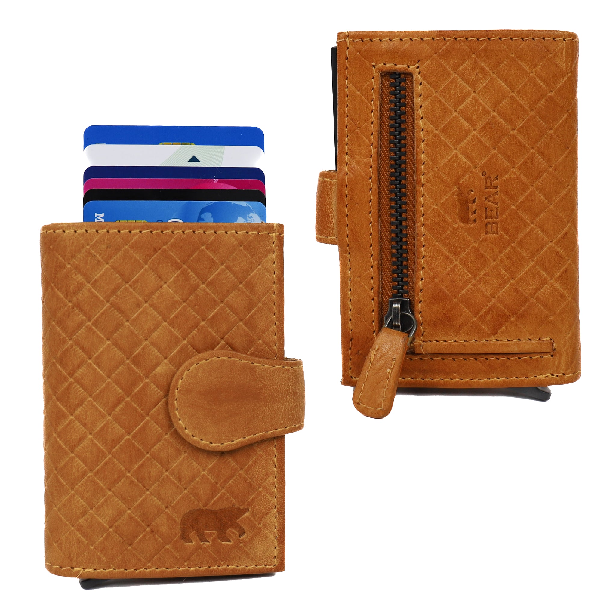 Woven card holder 'Elsie' yellow