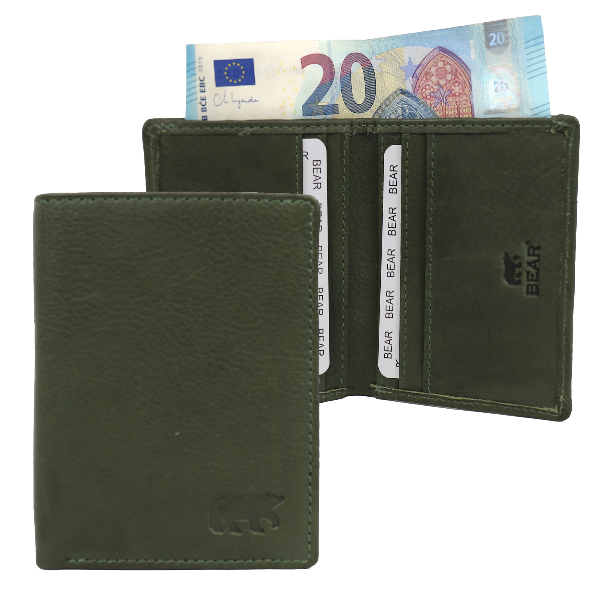 Pasjeshouder met briefgeld vak 'Cas' groen