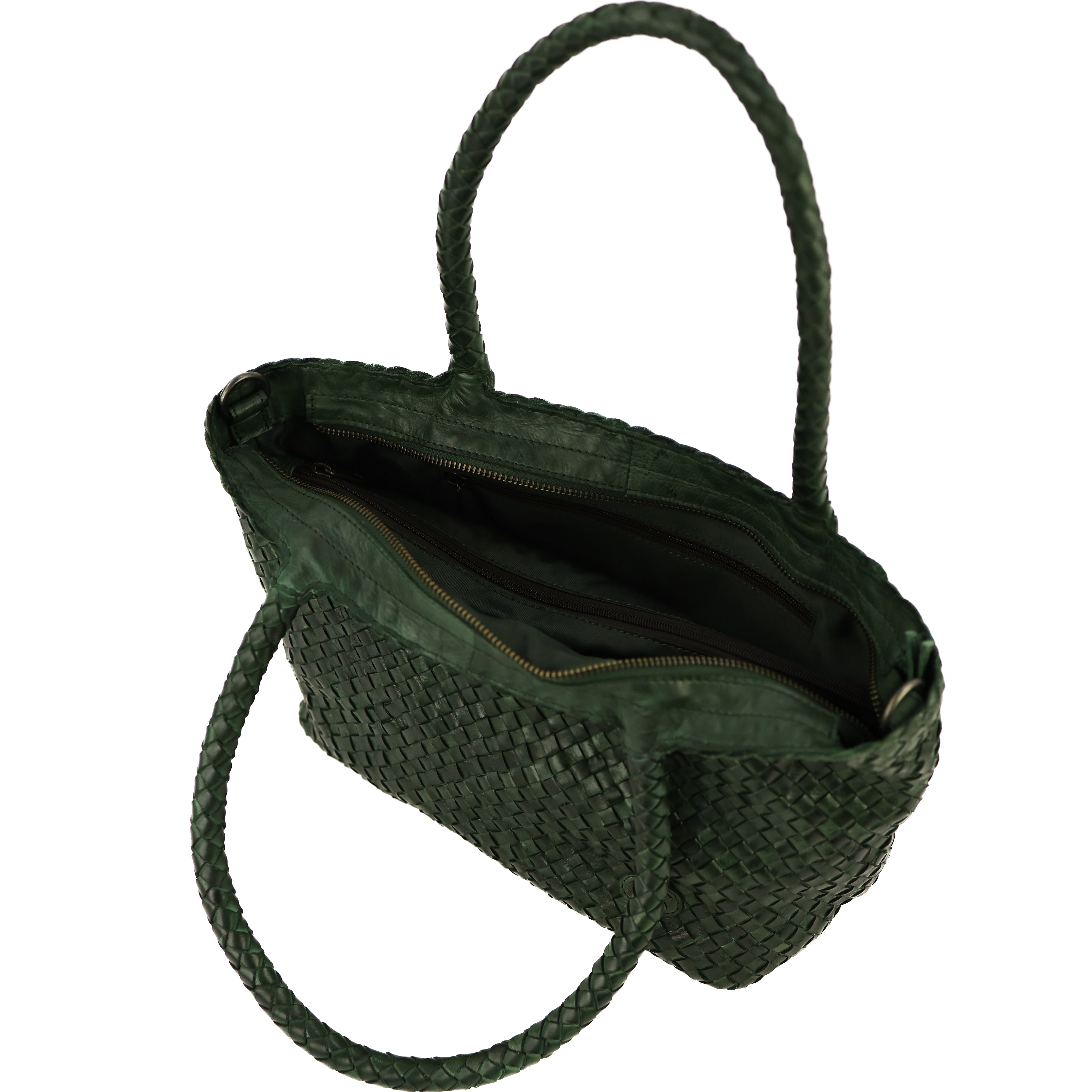 Braided handbag/shoulder bag 'Franca' green