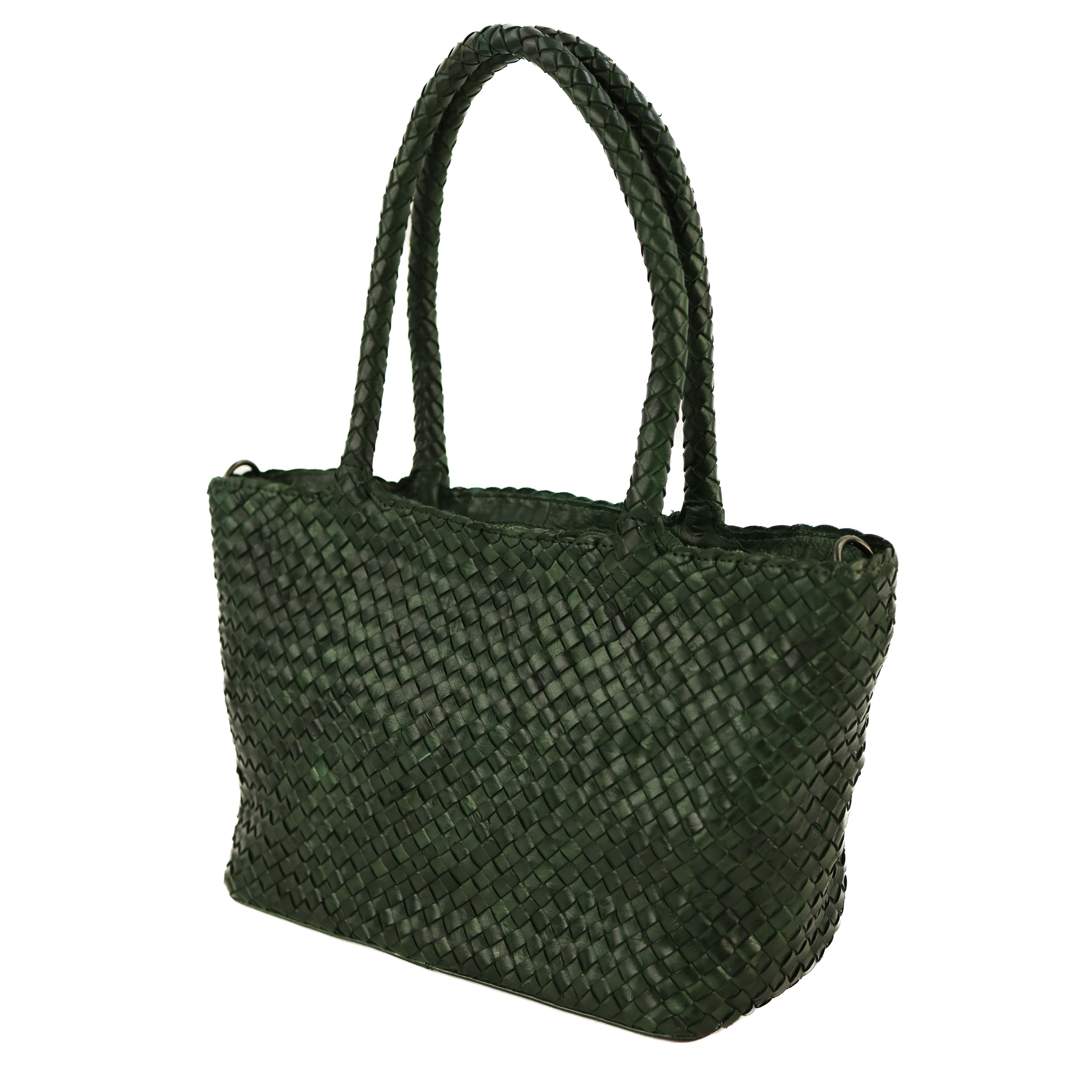 Braided handbag/shoulder bag 'Franca' green