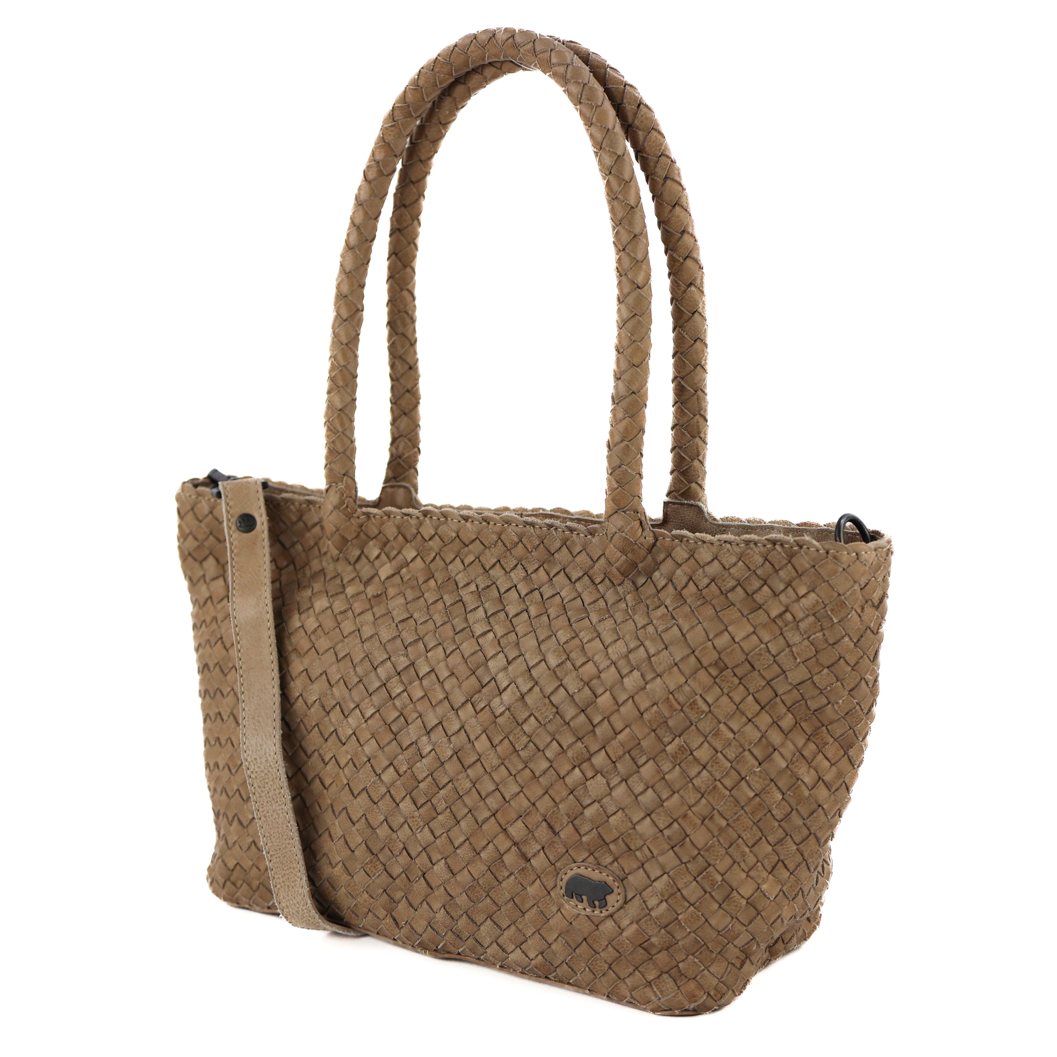 Gevlochten hand-/schoudertas 'Franca' beige