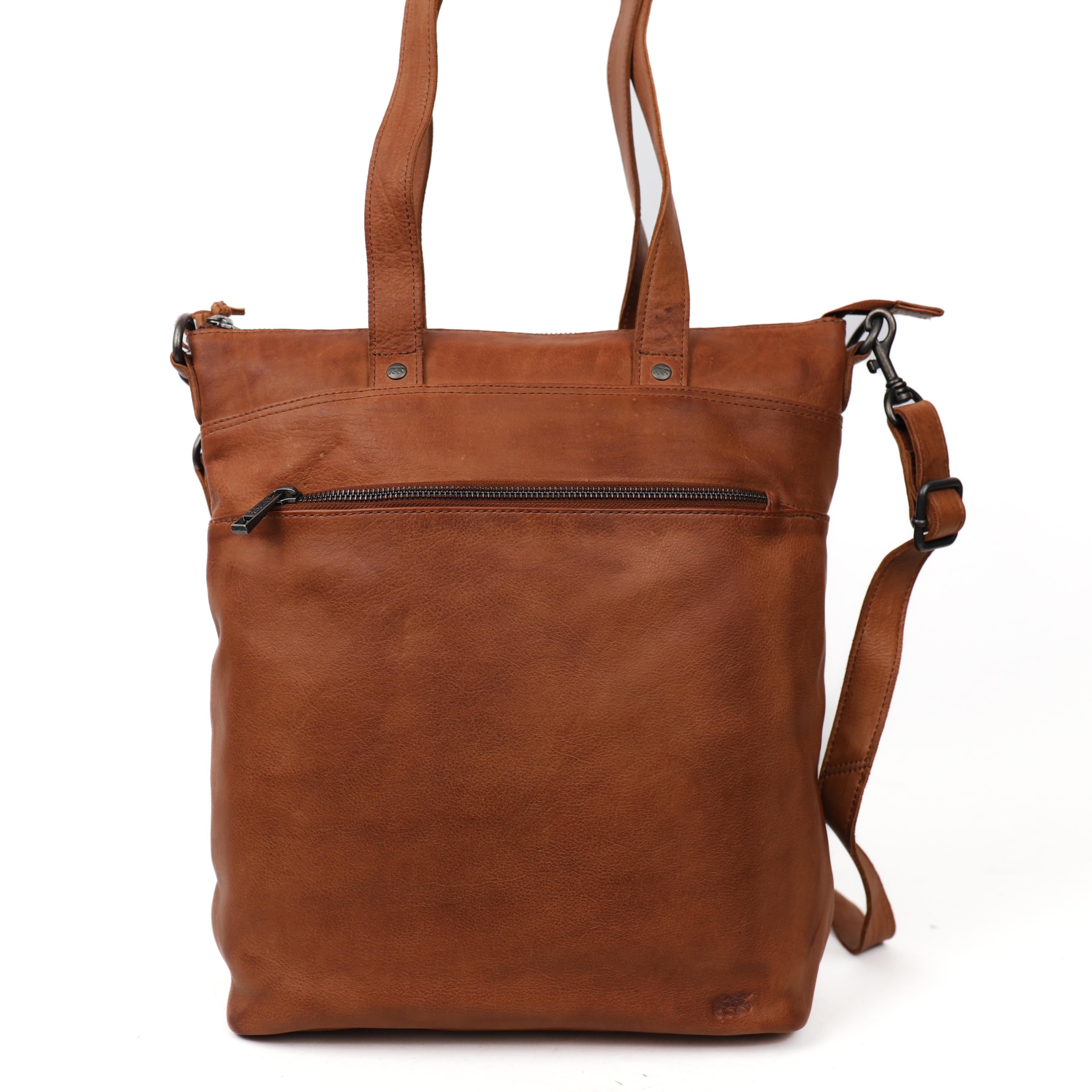 Hand/shoulder bag 'Loesie' cognac