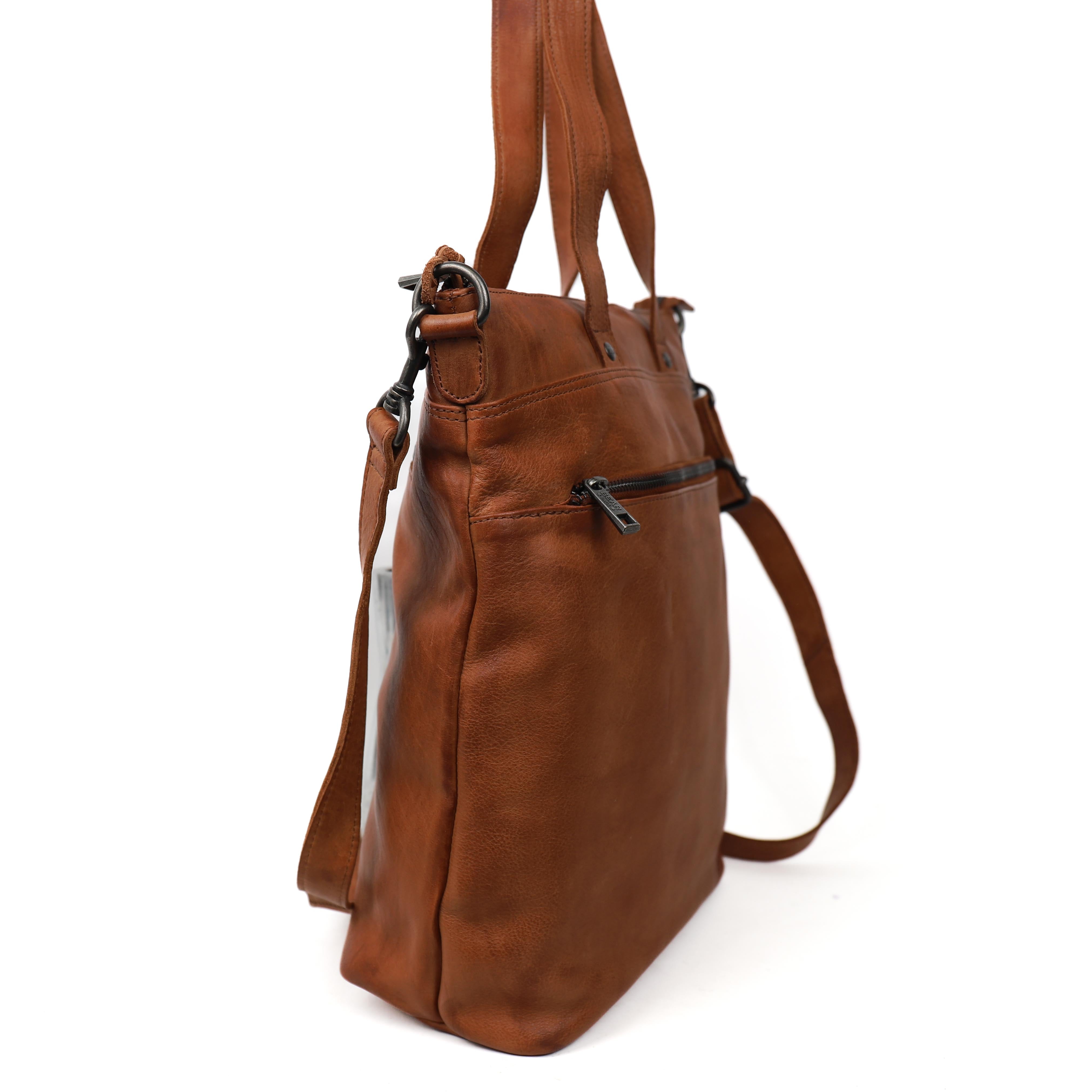 Hand/shoulder bag 'Loesie' cognac