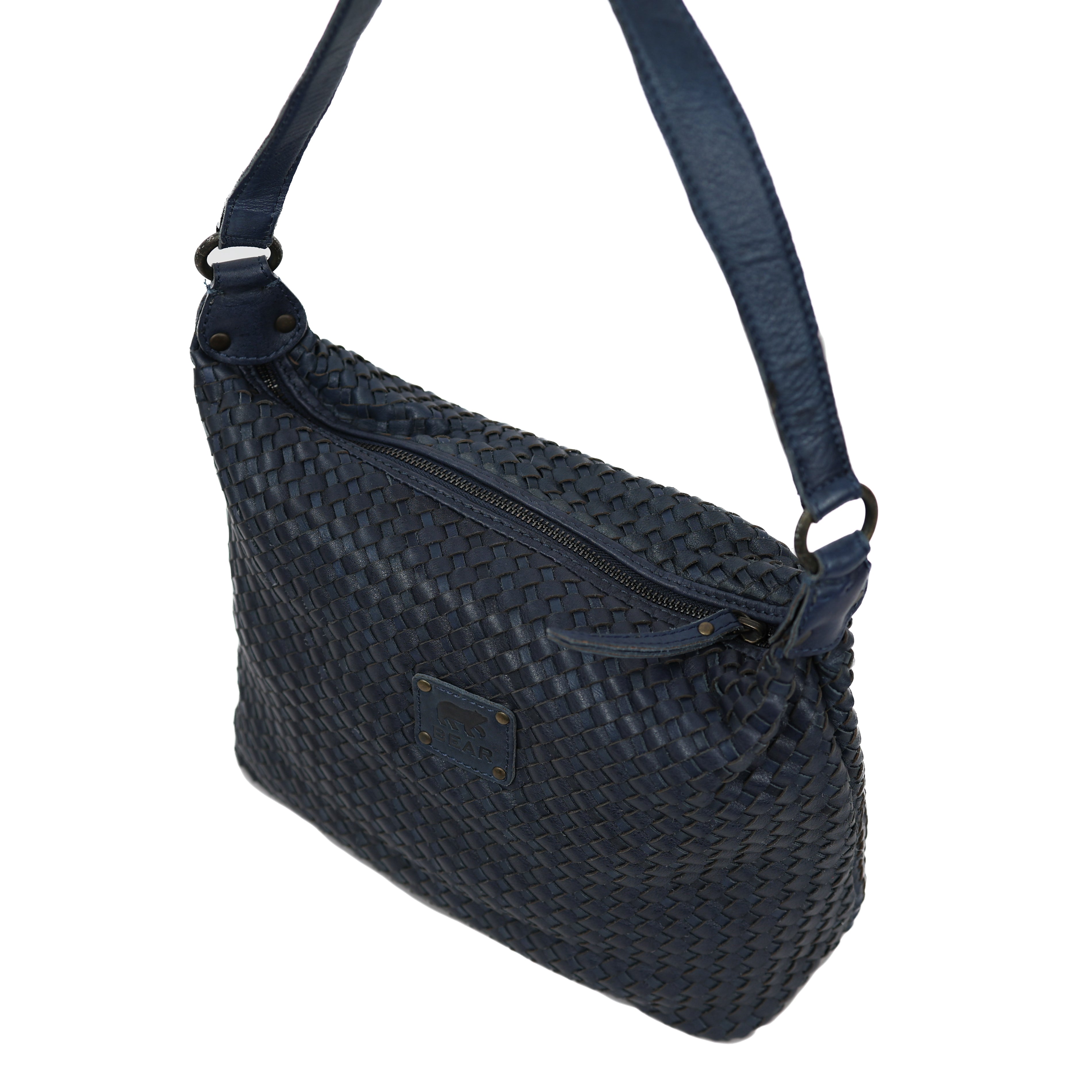 Gevlochten buideltas 'Marlène' navy