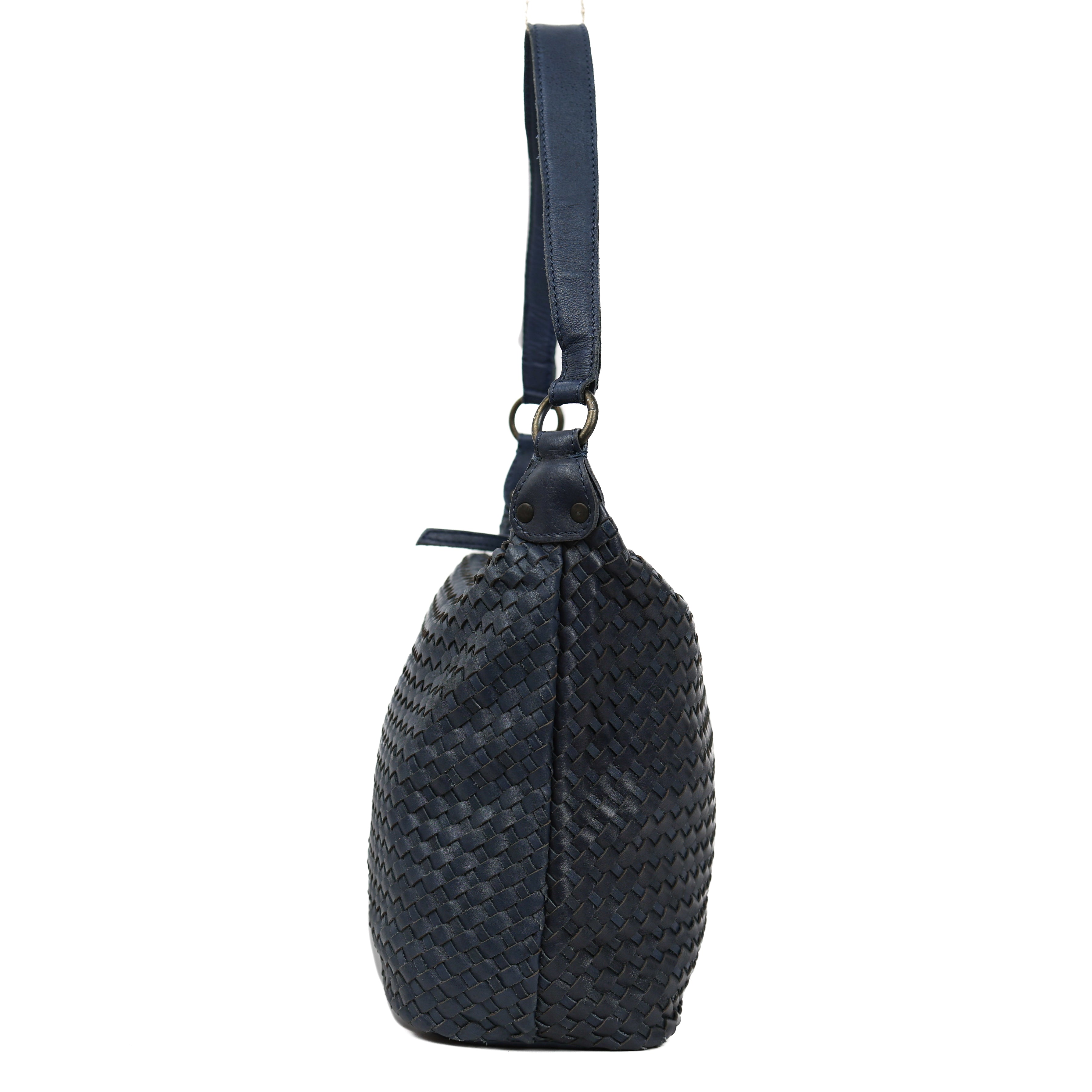 Gevlochten buideltas 'Marlène' navy