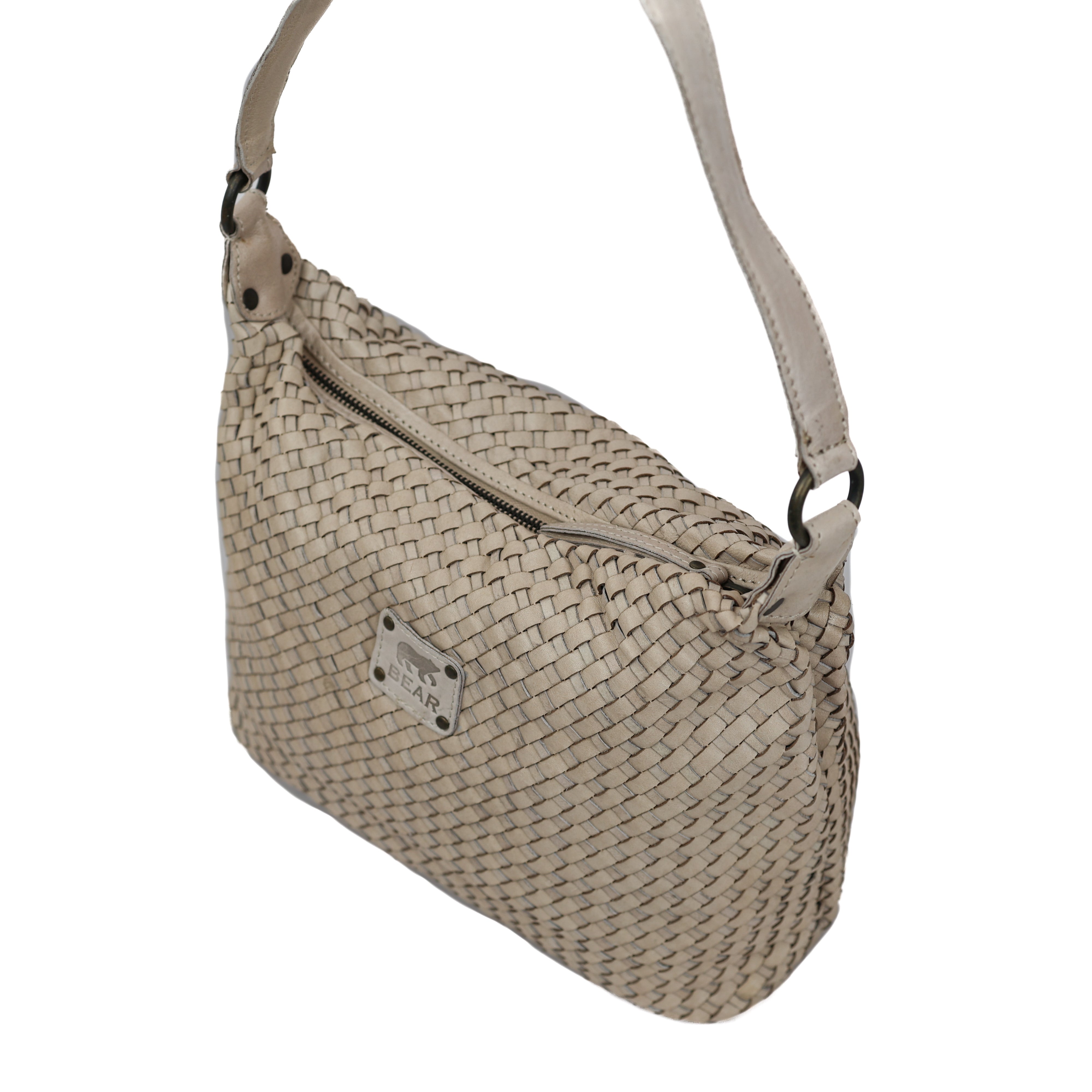 Gevlochten buideltas 'Marlène' creme