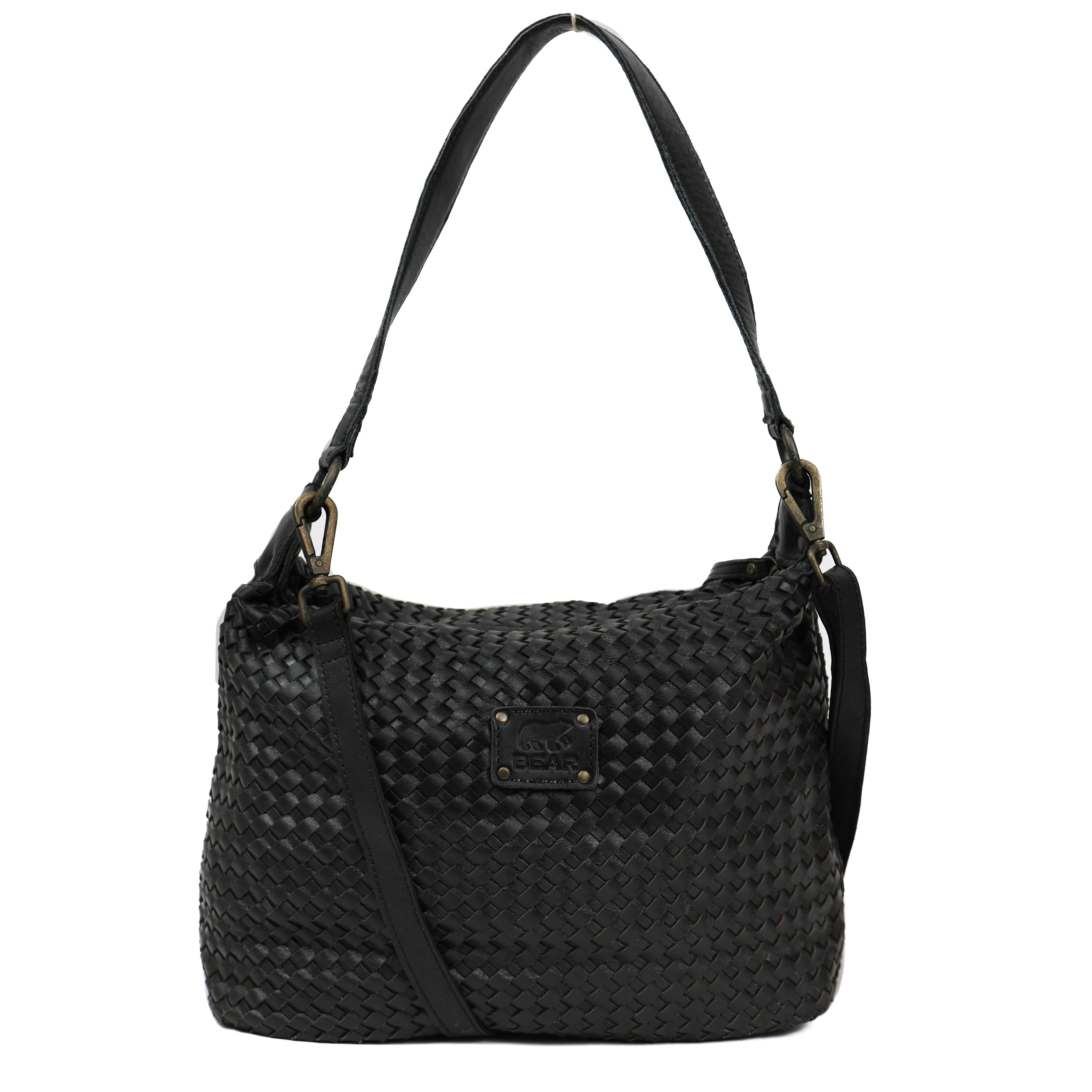 Gevlochten buideltas 'Marlène' zwart