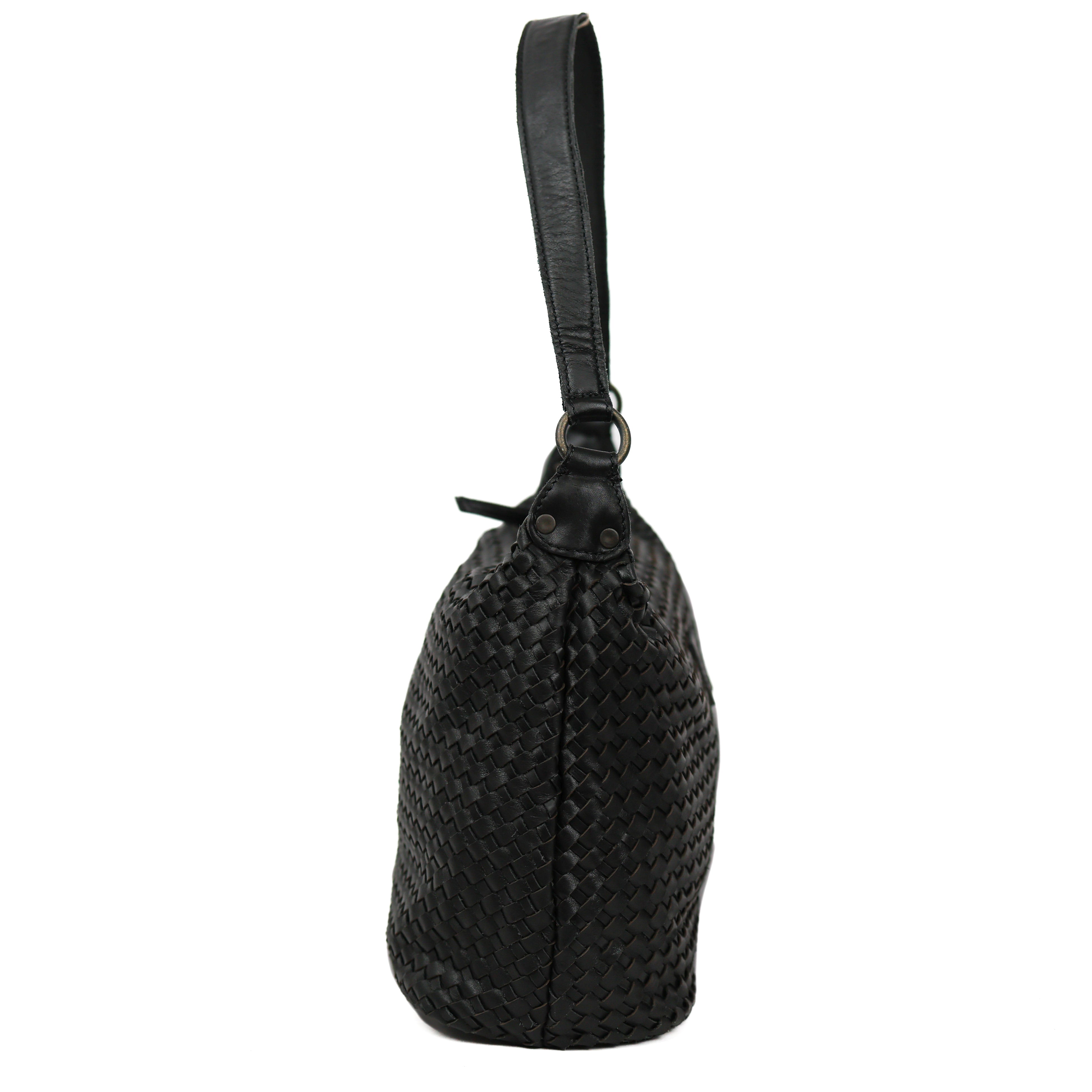 Gevlochten buideltas 'Marlène' zwart