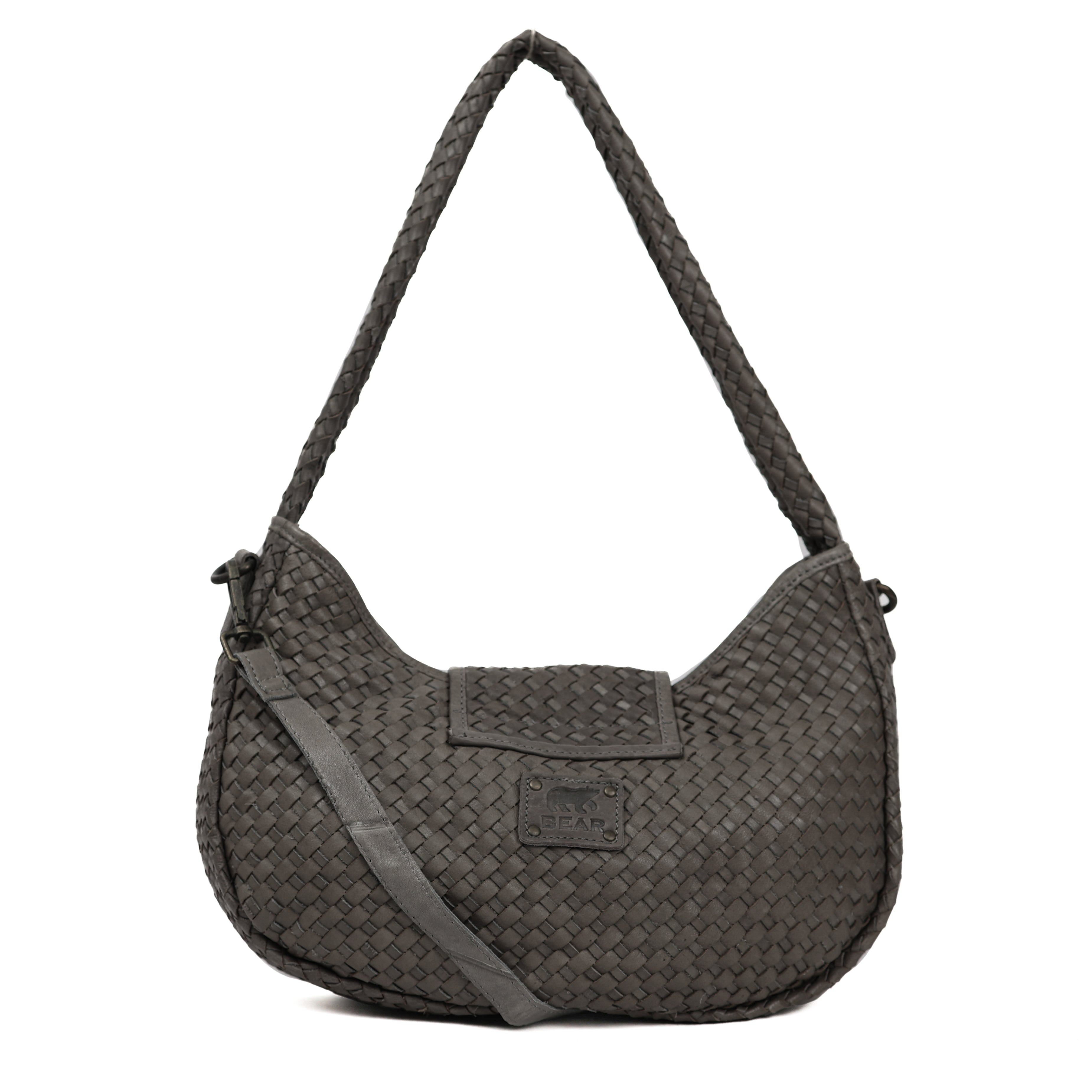 Gevlochten buideltasje 'Amelie' grijs