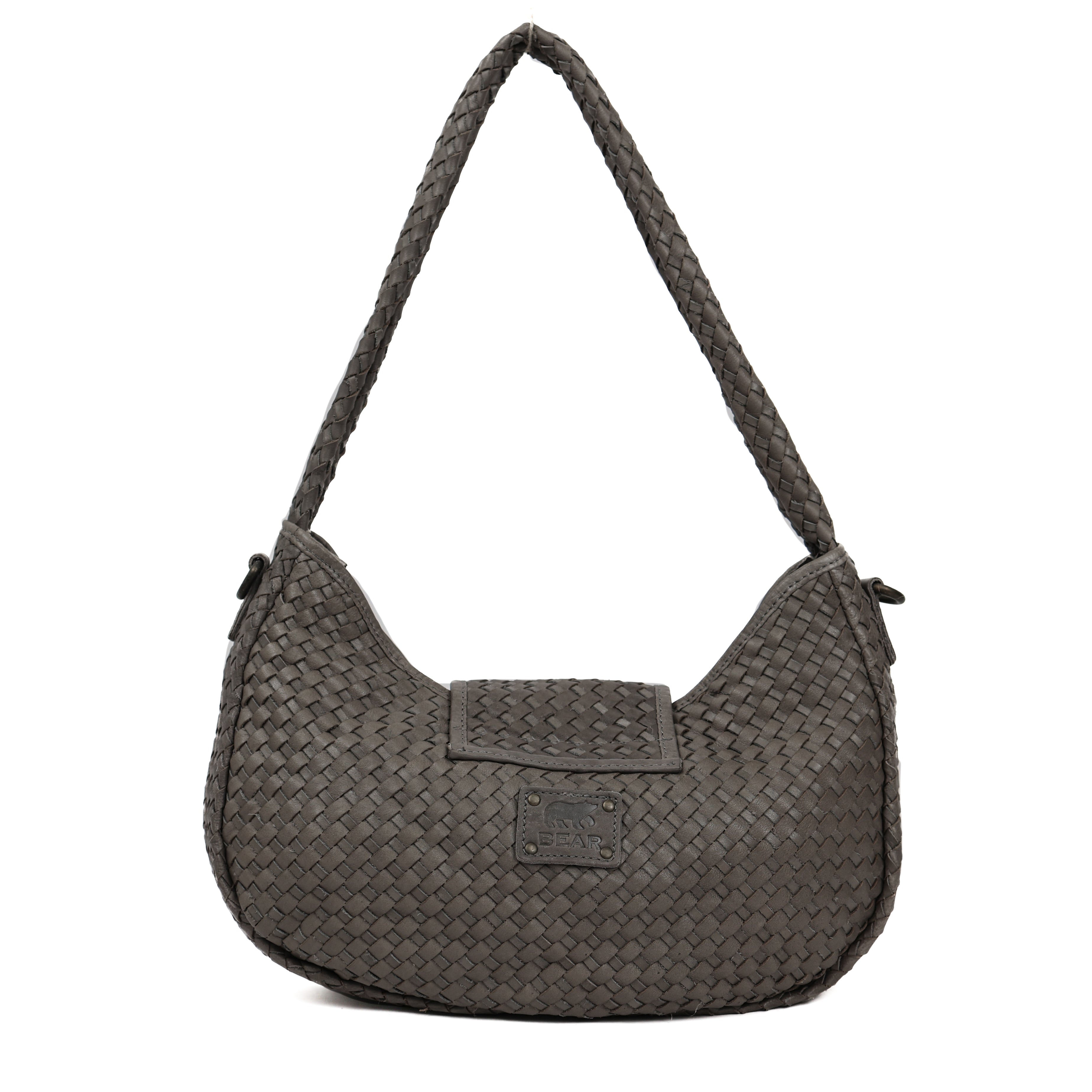 Gevlochten buideltasje 'Amelie' grijs