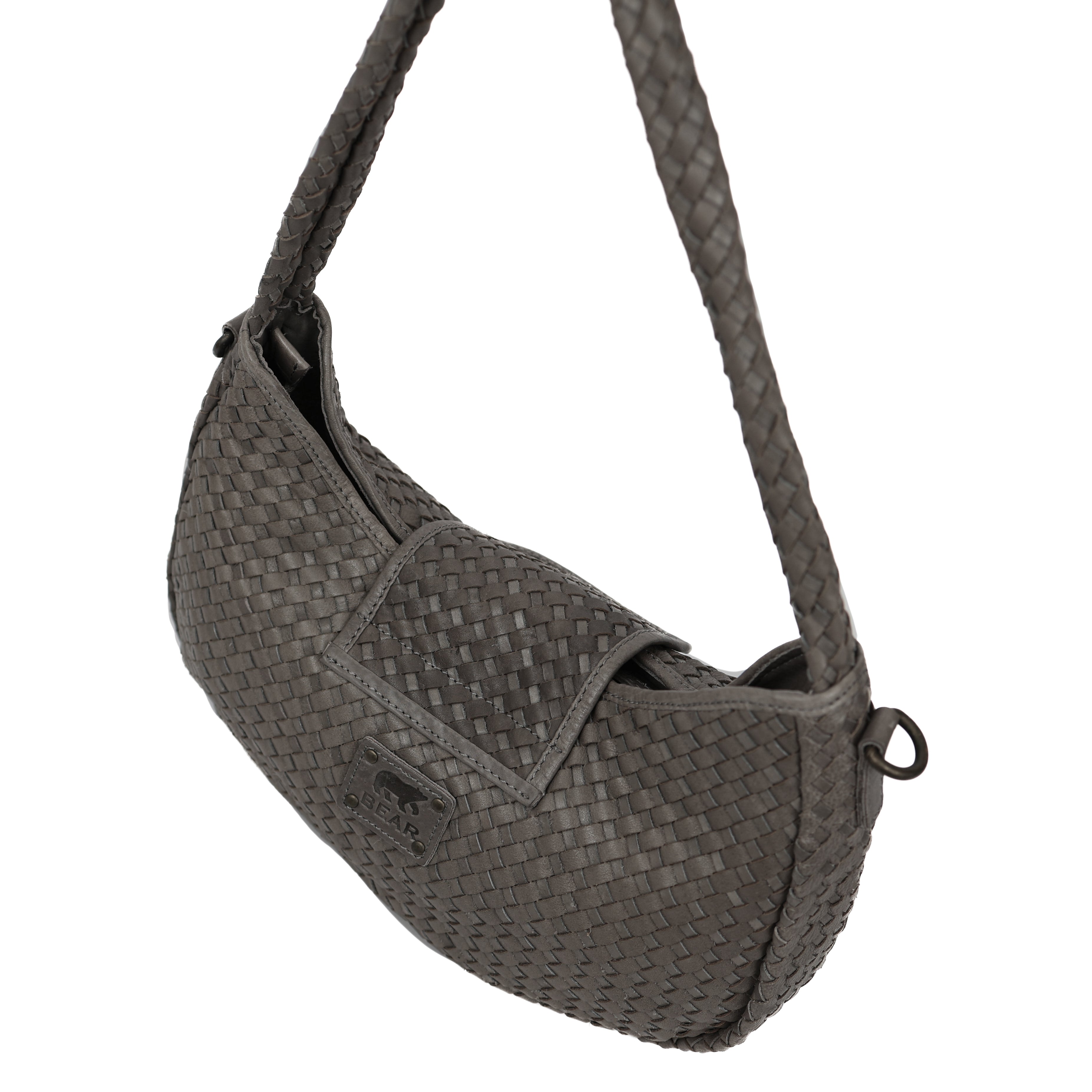 Gevlochten buideltasje 'Amelie' grijs