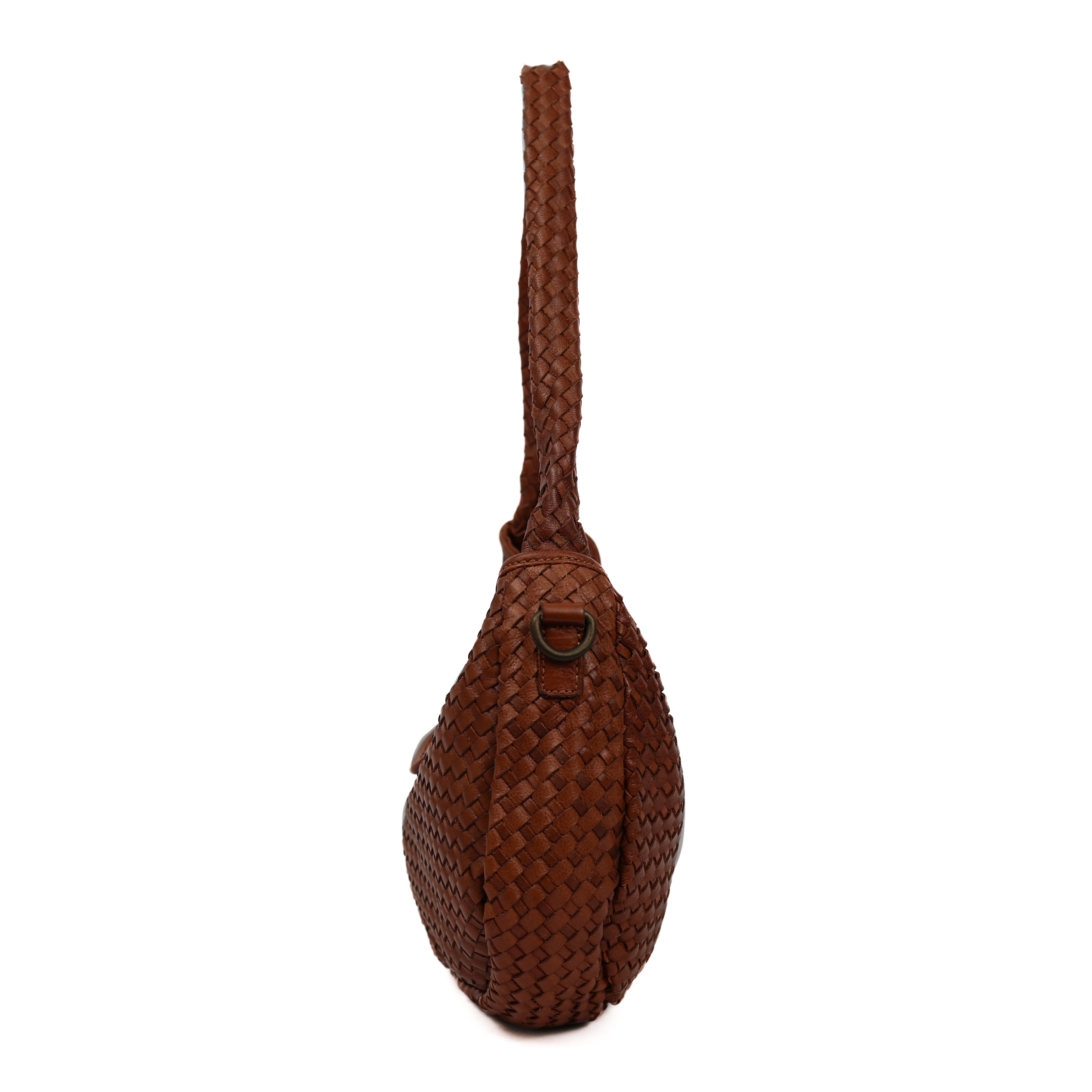 Gevlochten buideltasje 'Amelie' cognac