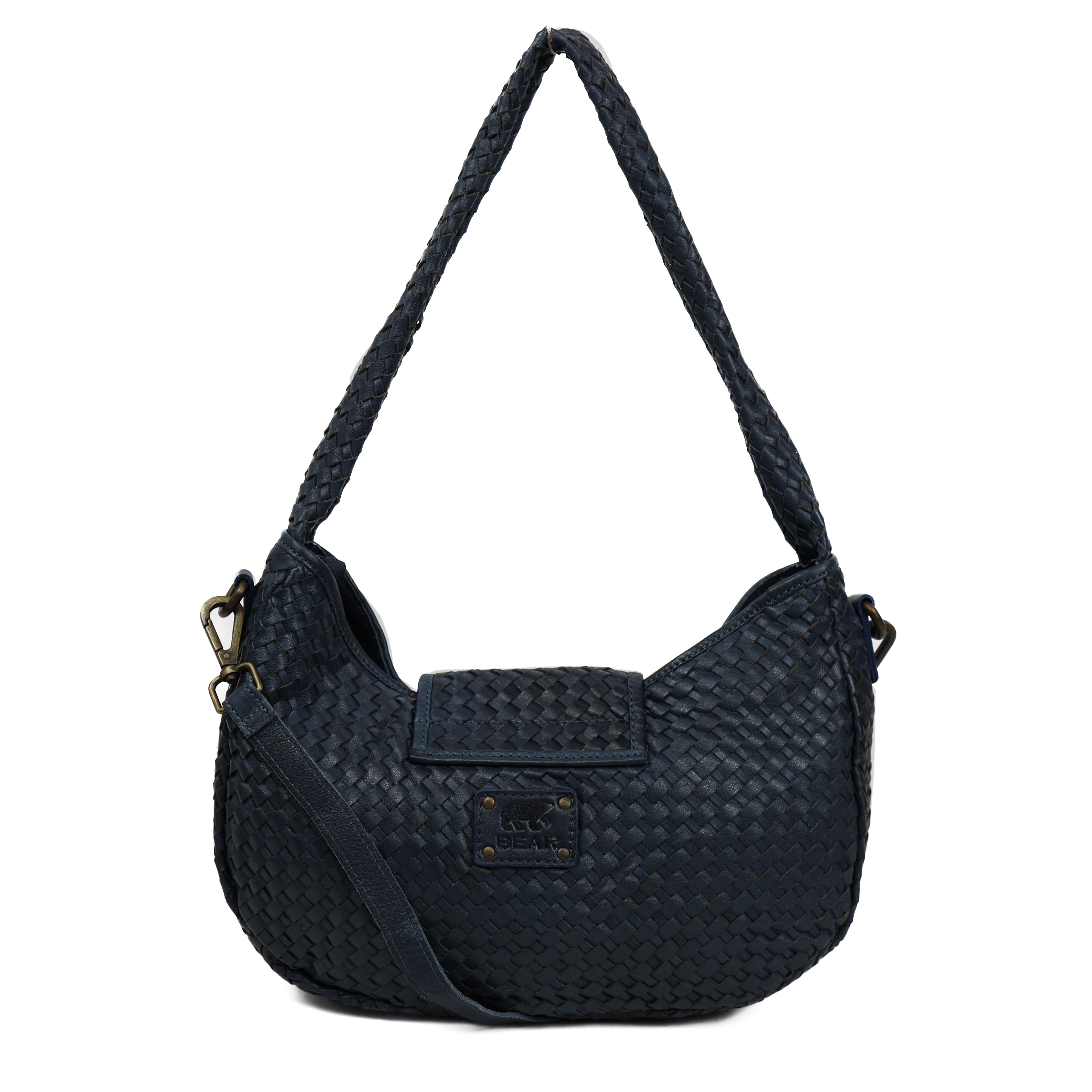 Gevlochten buideltasje 'Amelie' navy