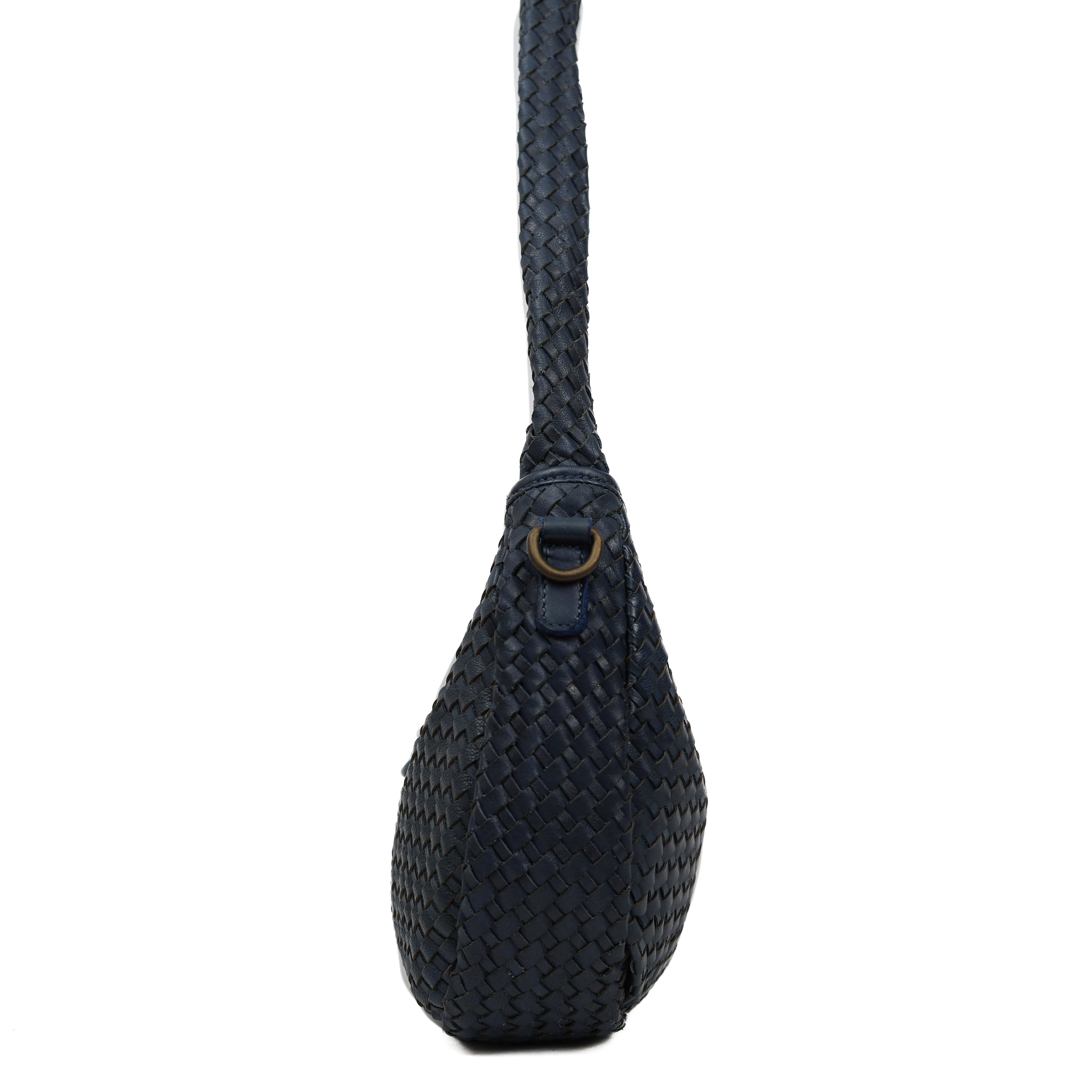 Gevlochten buideltasje 'Amelie' navy