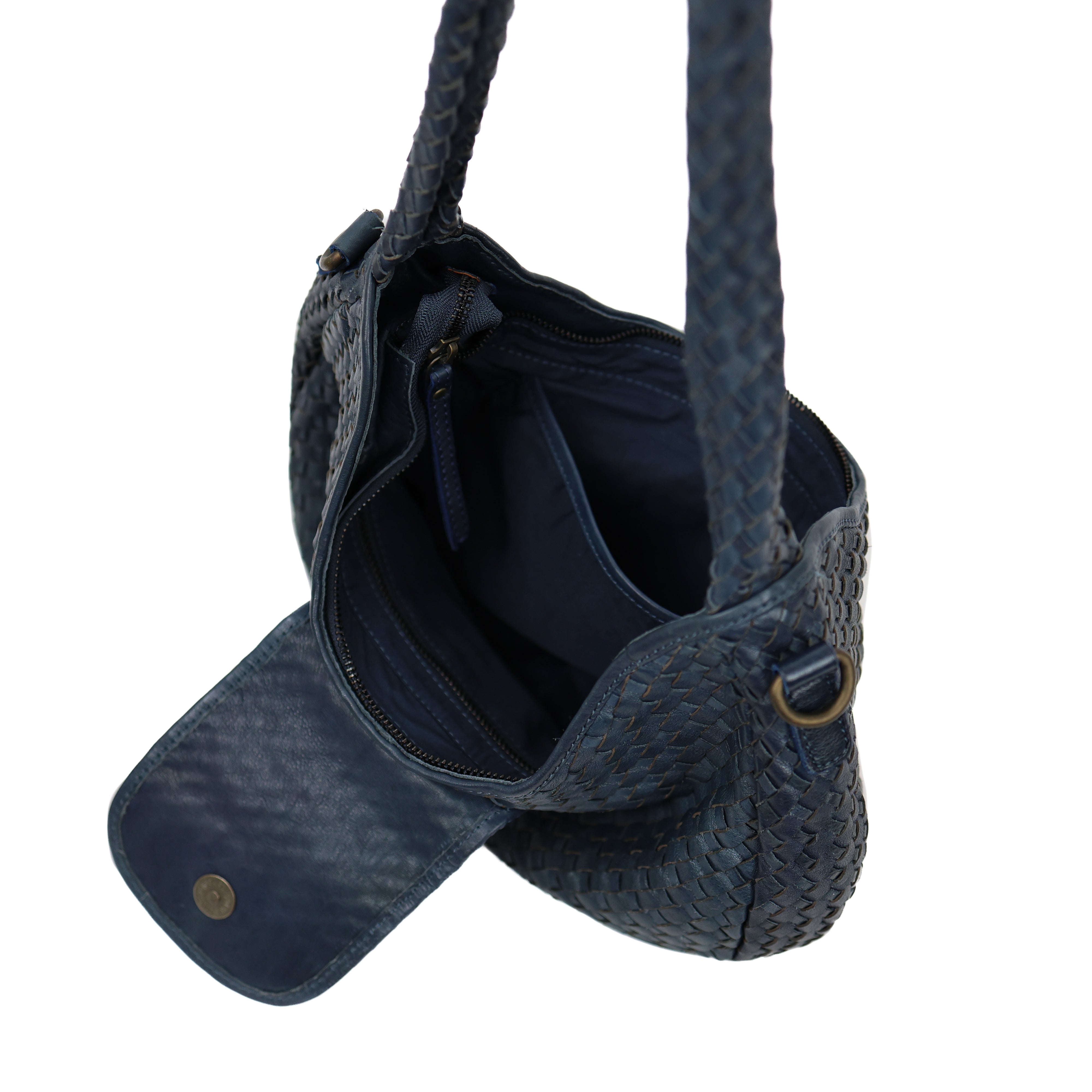 Gevlochten buideltasje 'Amelie' navy