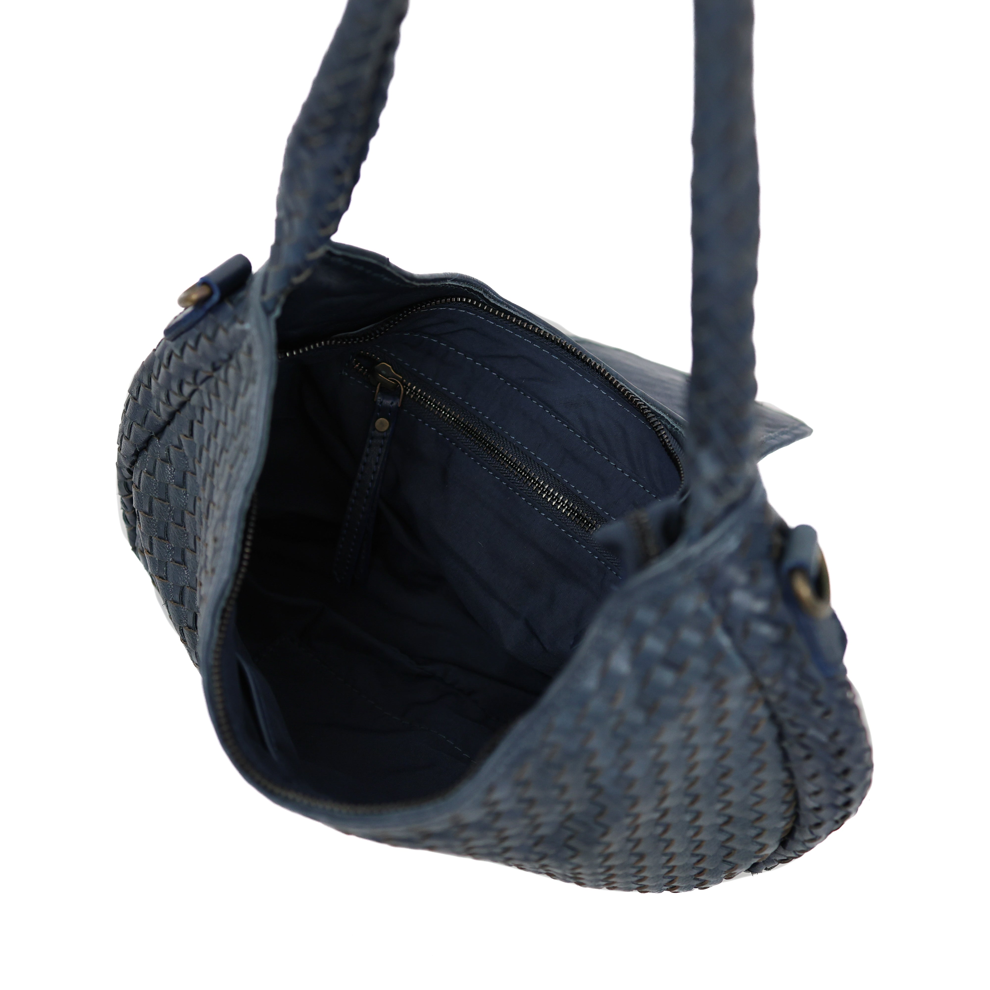 Gevlochten buideltasje 'Amelie' navy