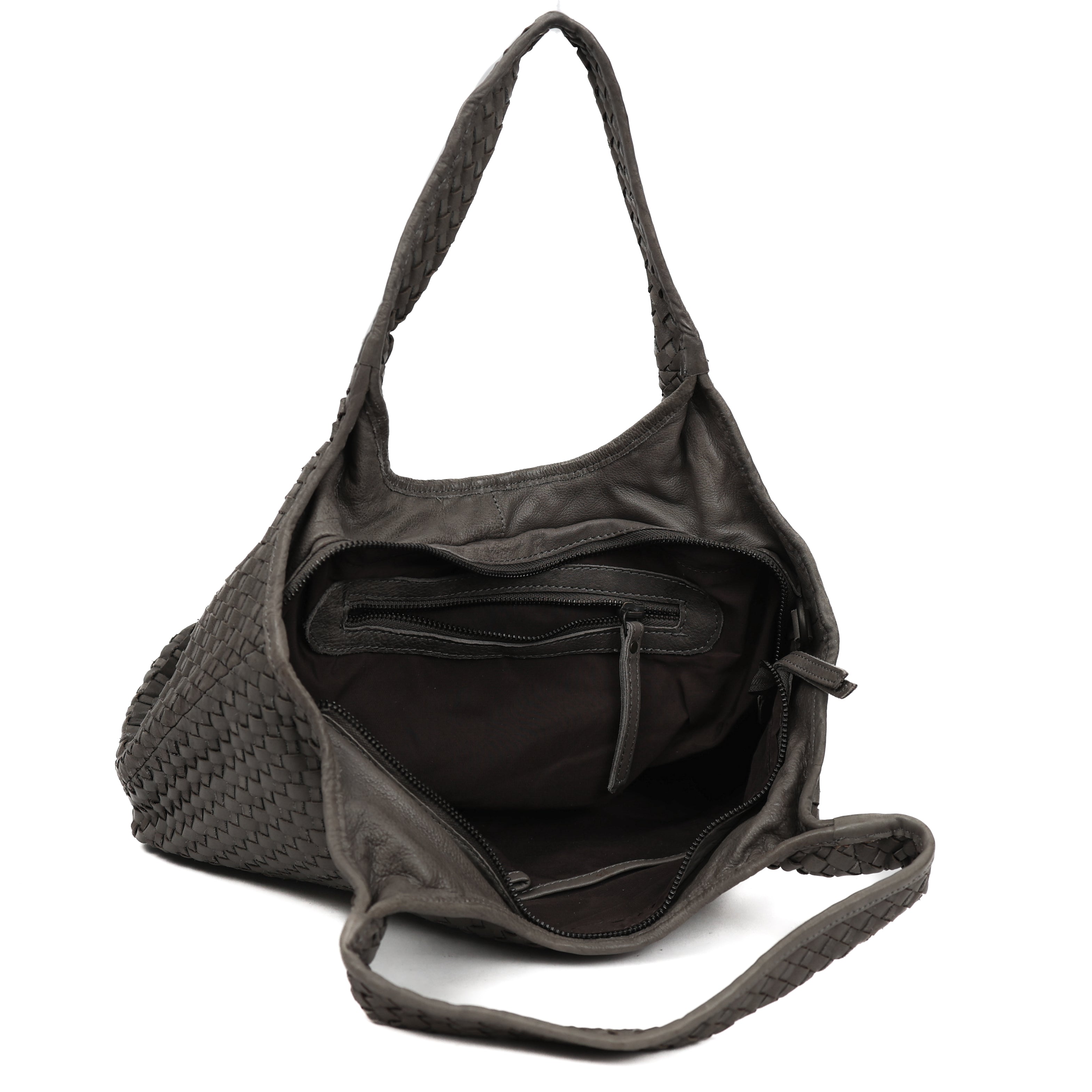 Braided hand/shoulder bag 'Juliëtte' grey