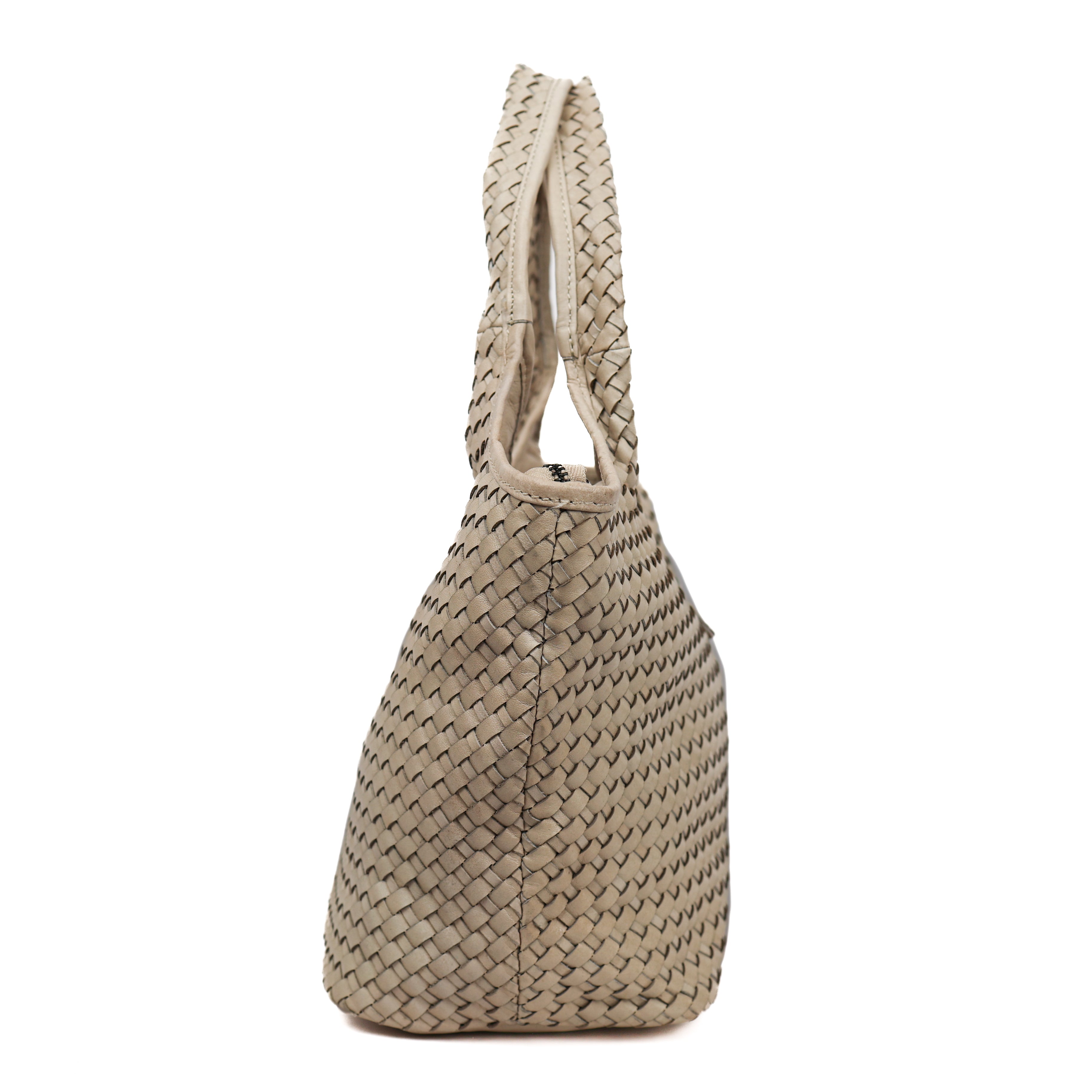 Braided hand/shoulder bag 'Juliëtte' cream