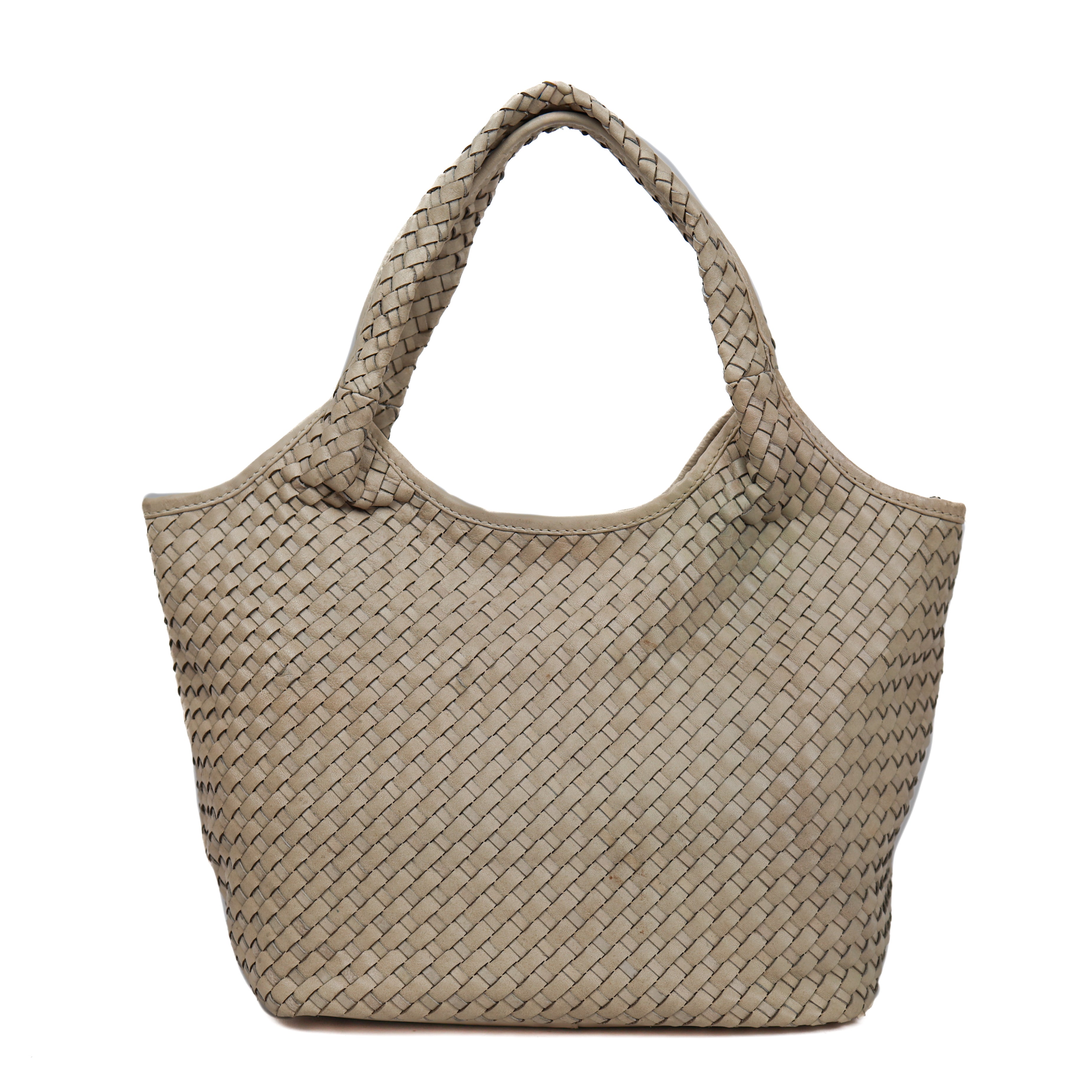Braided hand/shoulder bag 'Juliëtte' cream