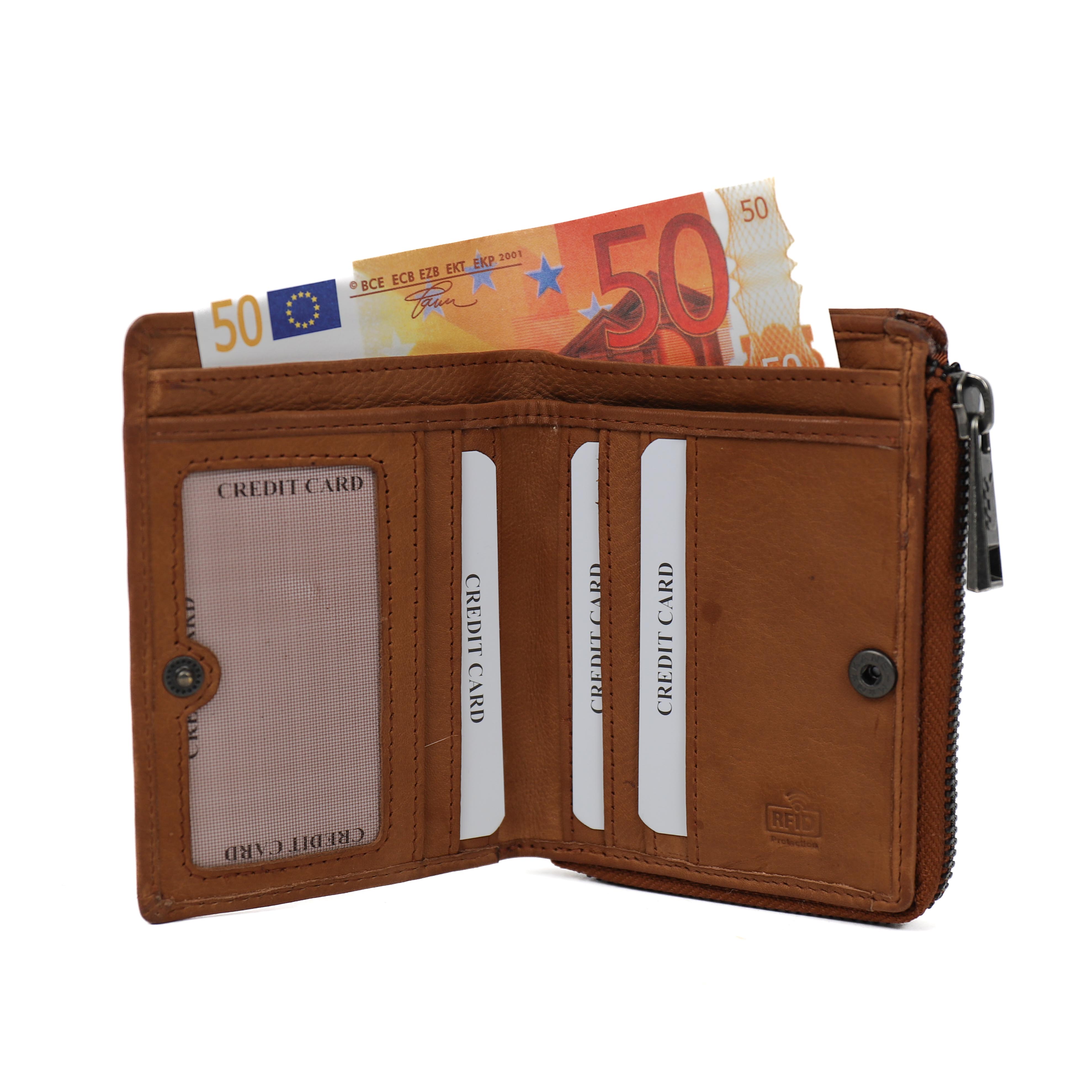 Zipper wallet 'Gungun' cognac
