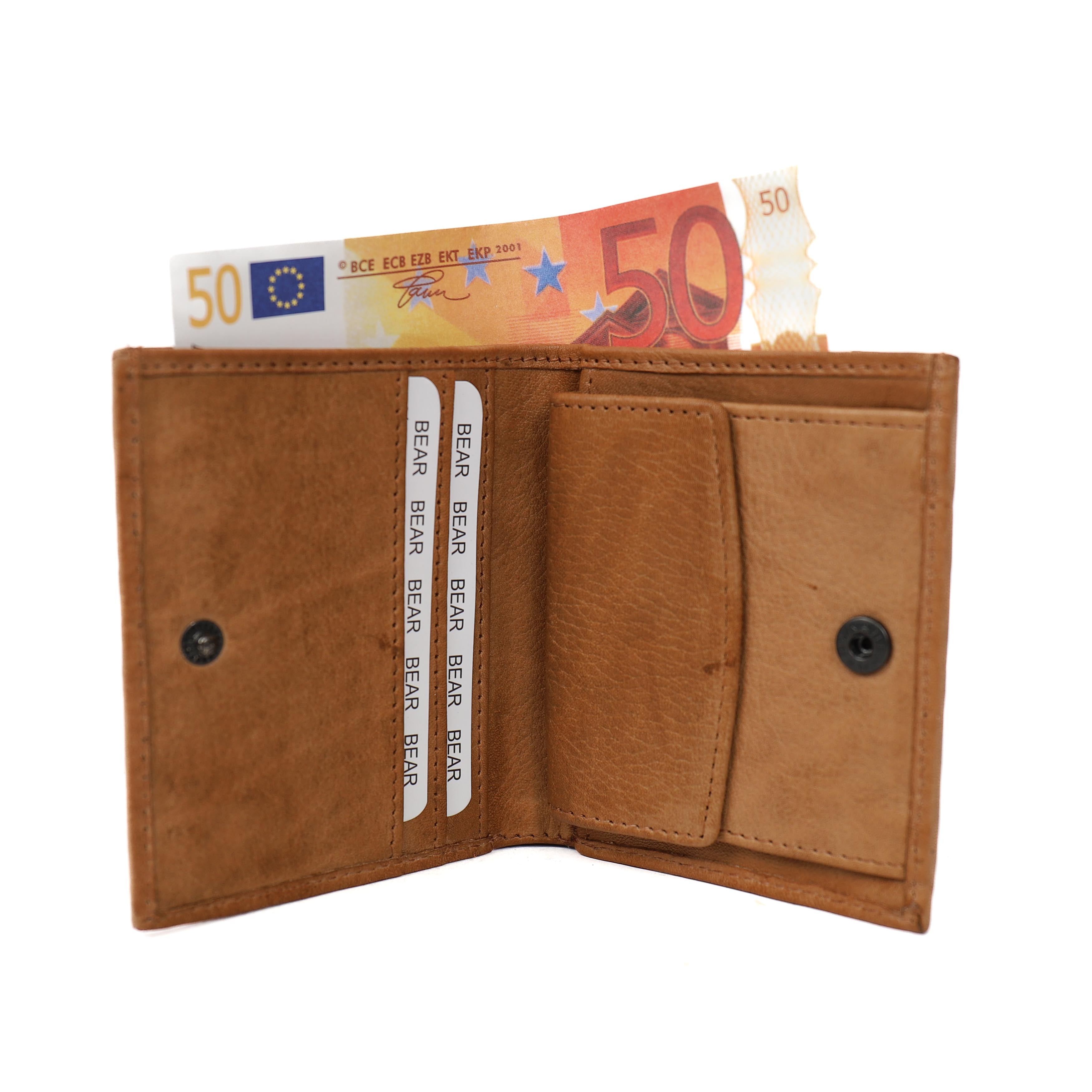 Billfold met drukknoop 'Noud' taupe