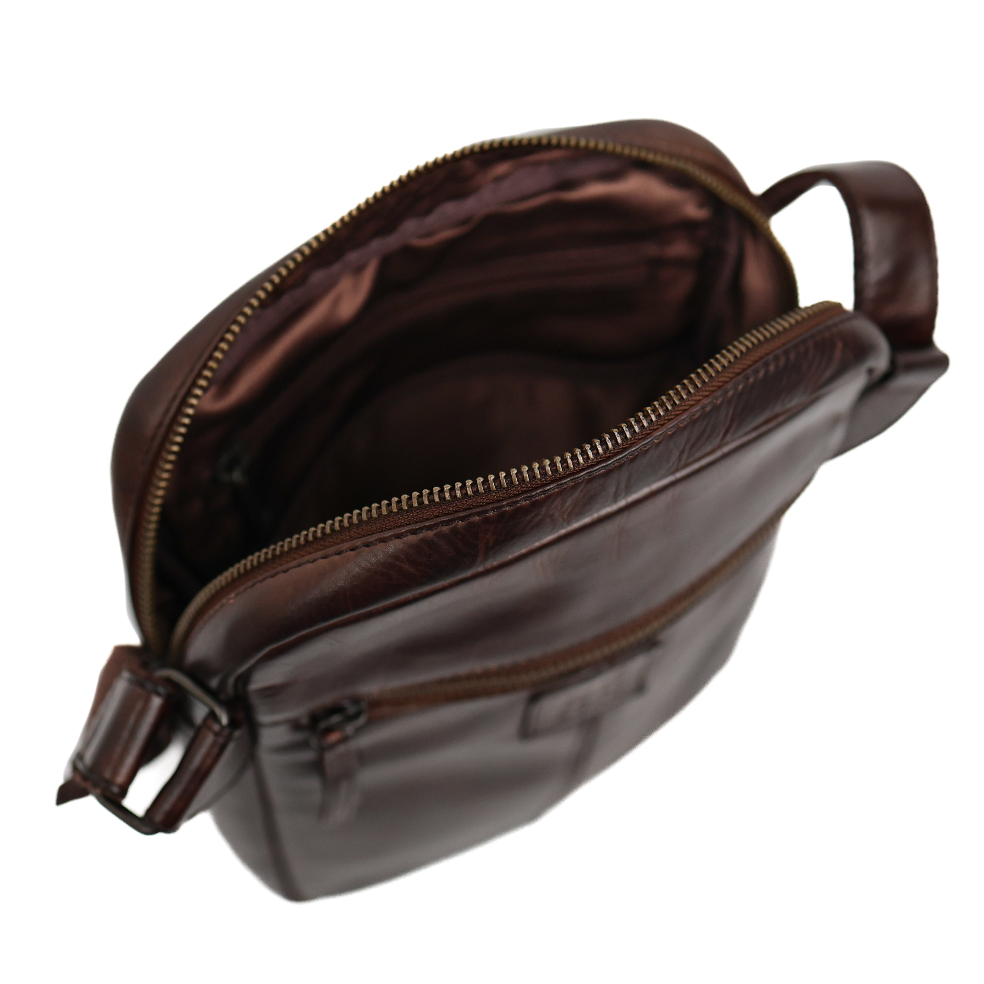 Schoudertasje met ritsen 'Jody' donkerbruin