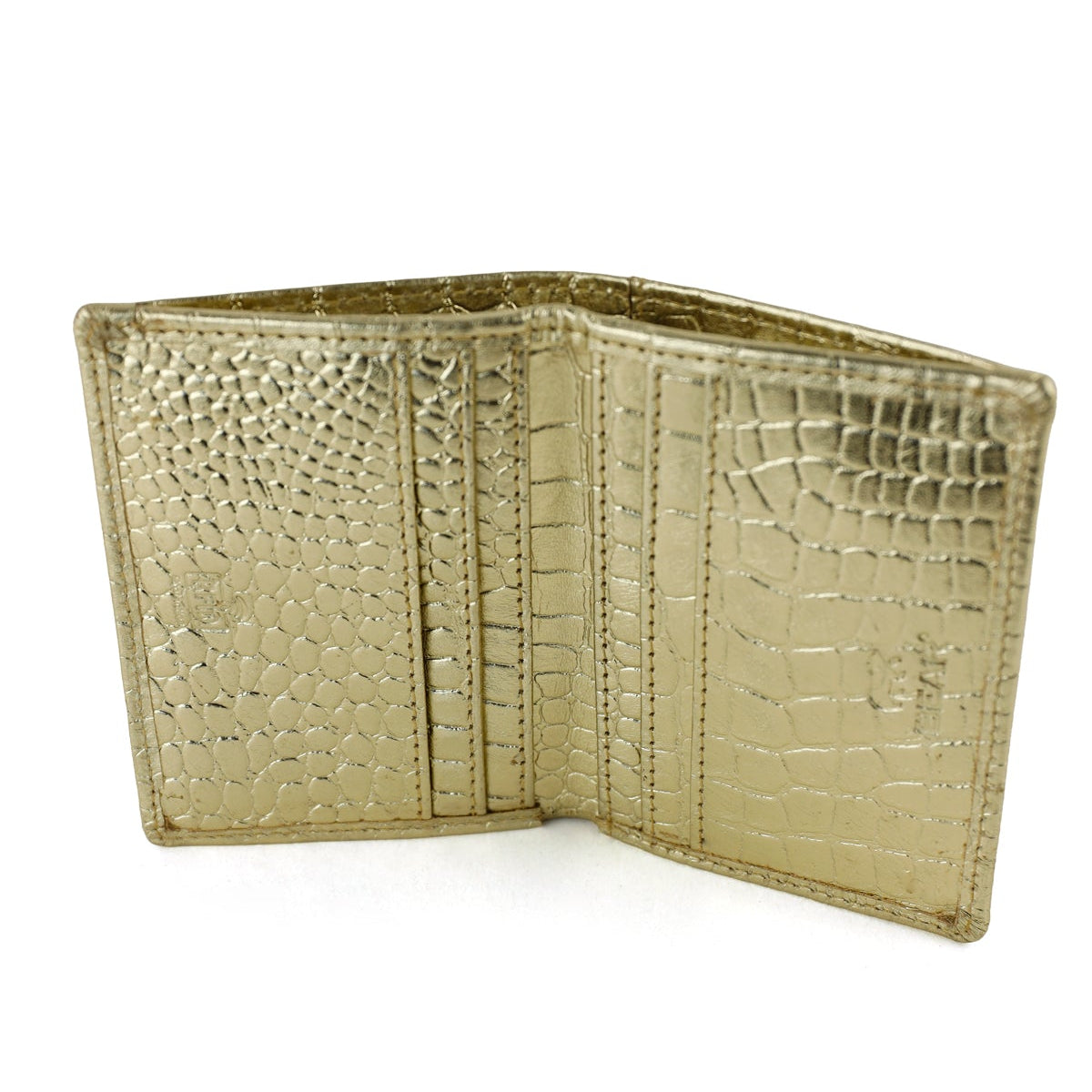 Card holder with banknote compartment 'Cas' croco champagne