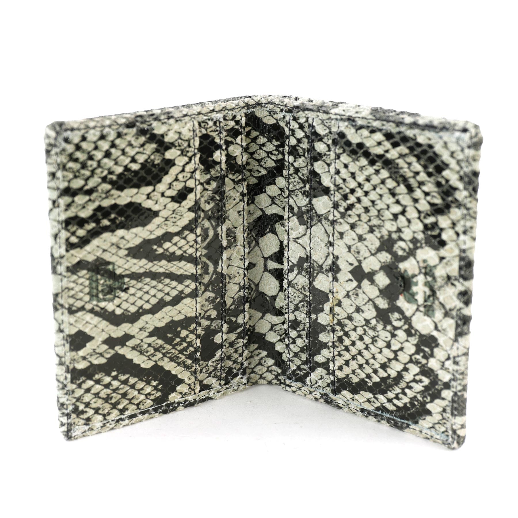 Card holder with banknote compartment 'Cas' snake grey