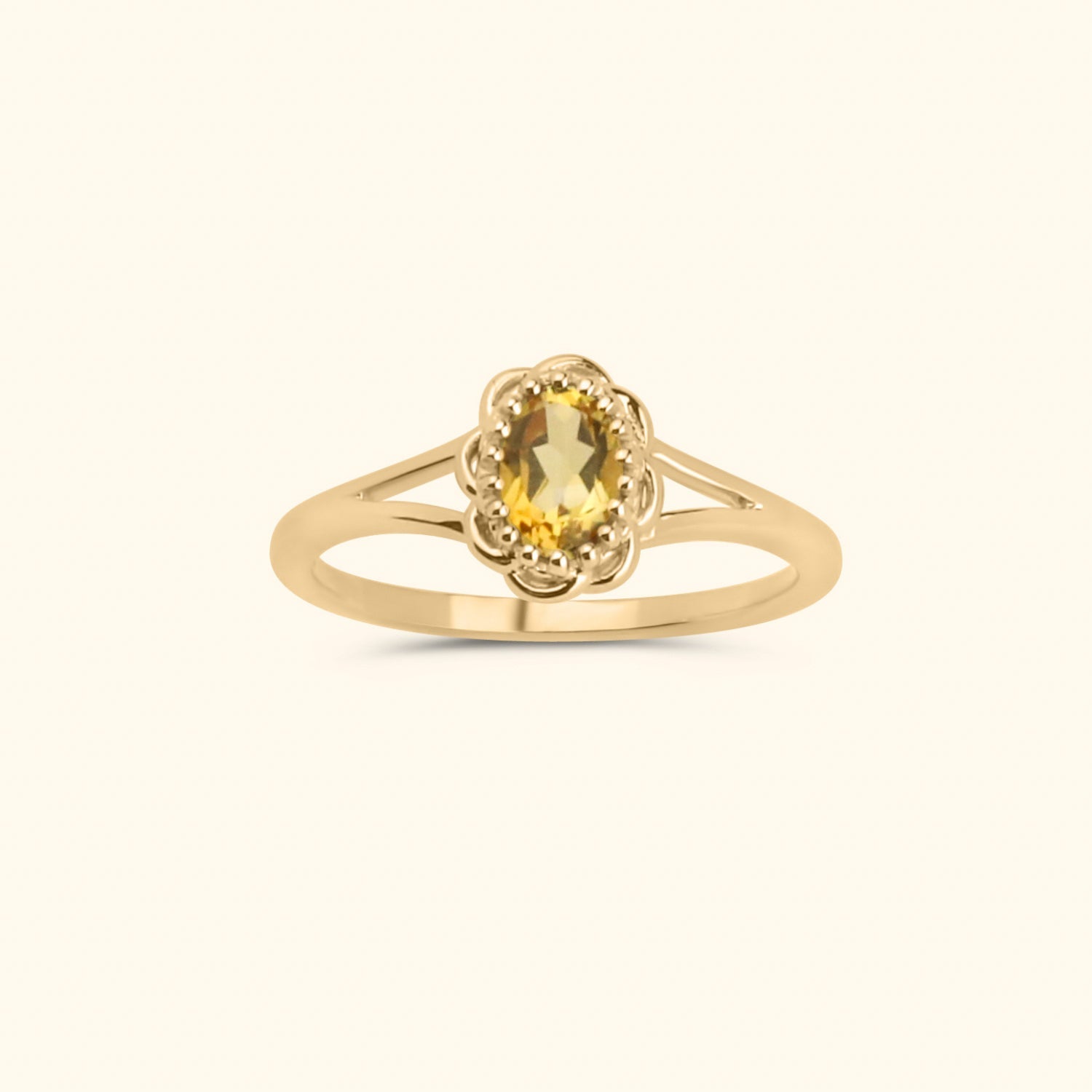 Citrine flower ring | 14K Gold