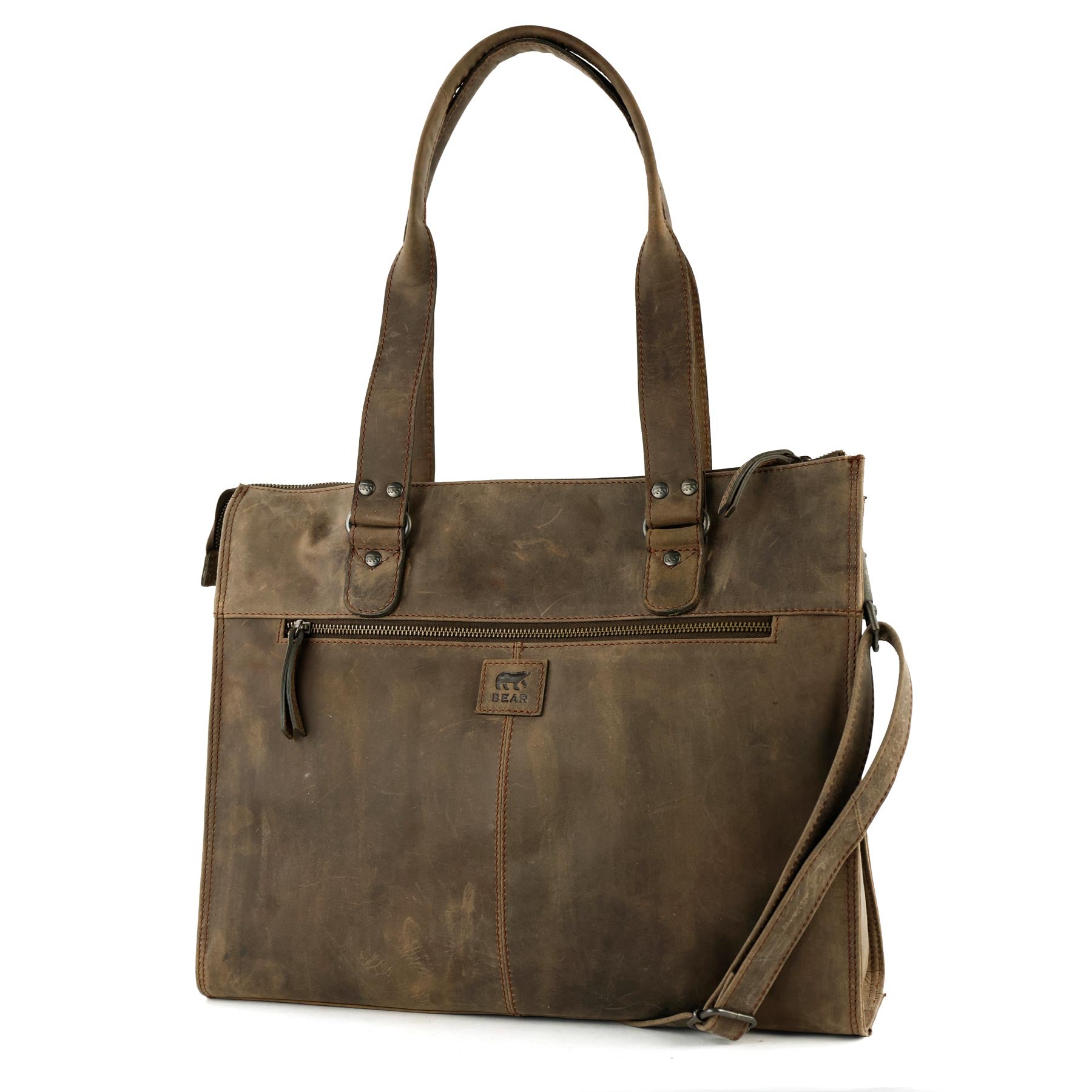 Hand-/schoudertas met laptop vak 15.6” 'Mea' bruin