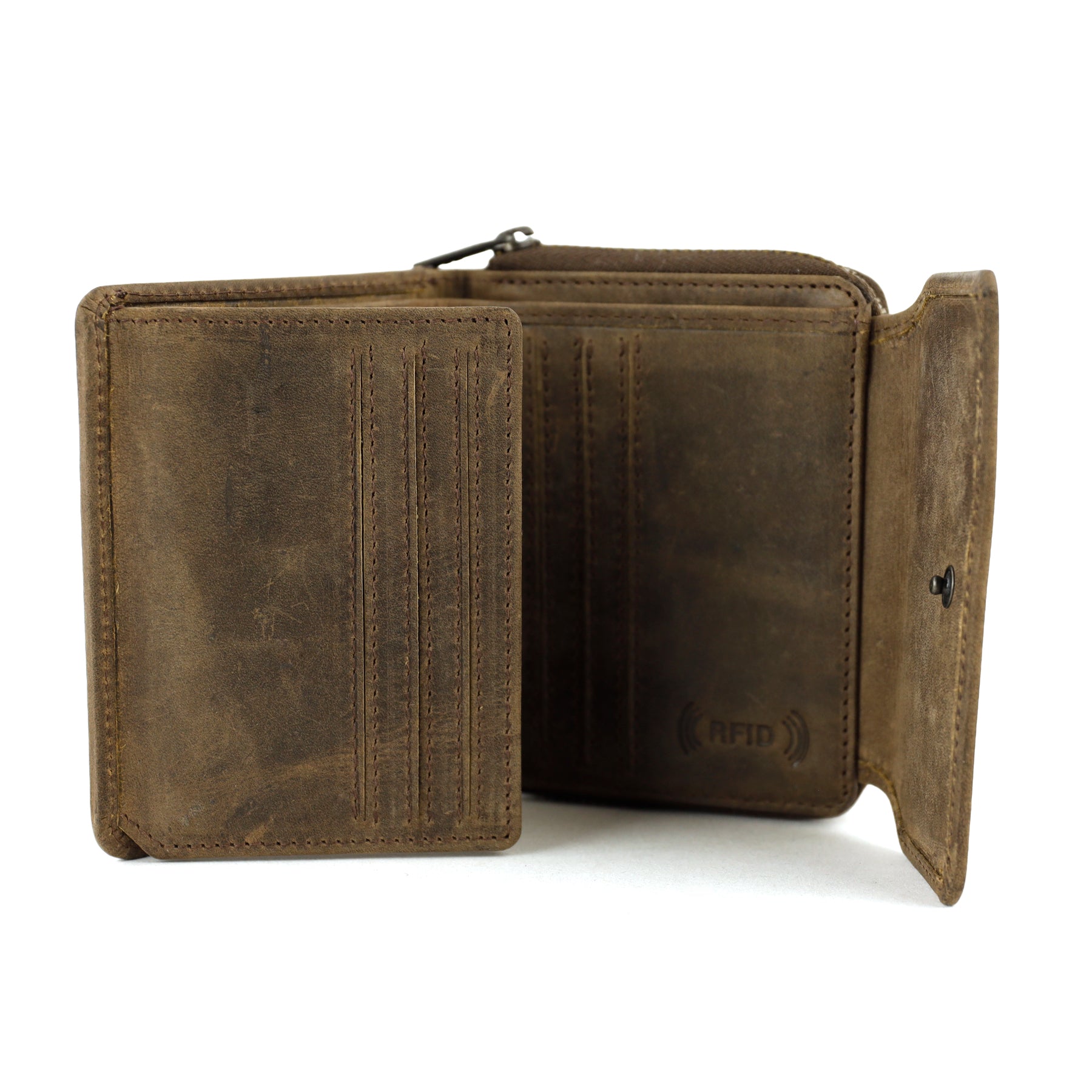 Ritsportemonnee 'Britt' bruin