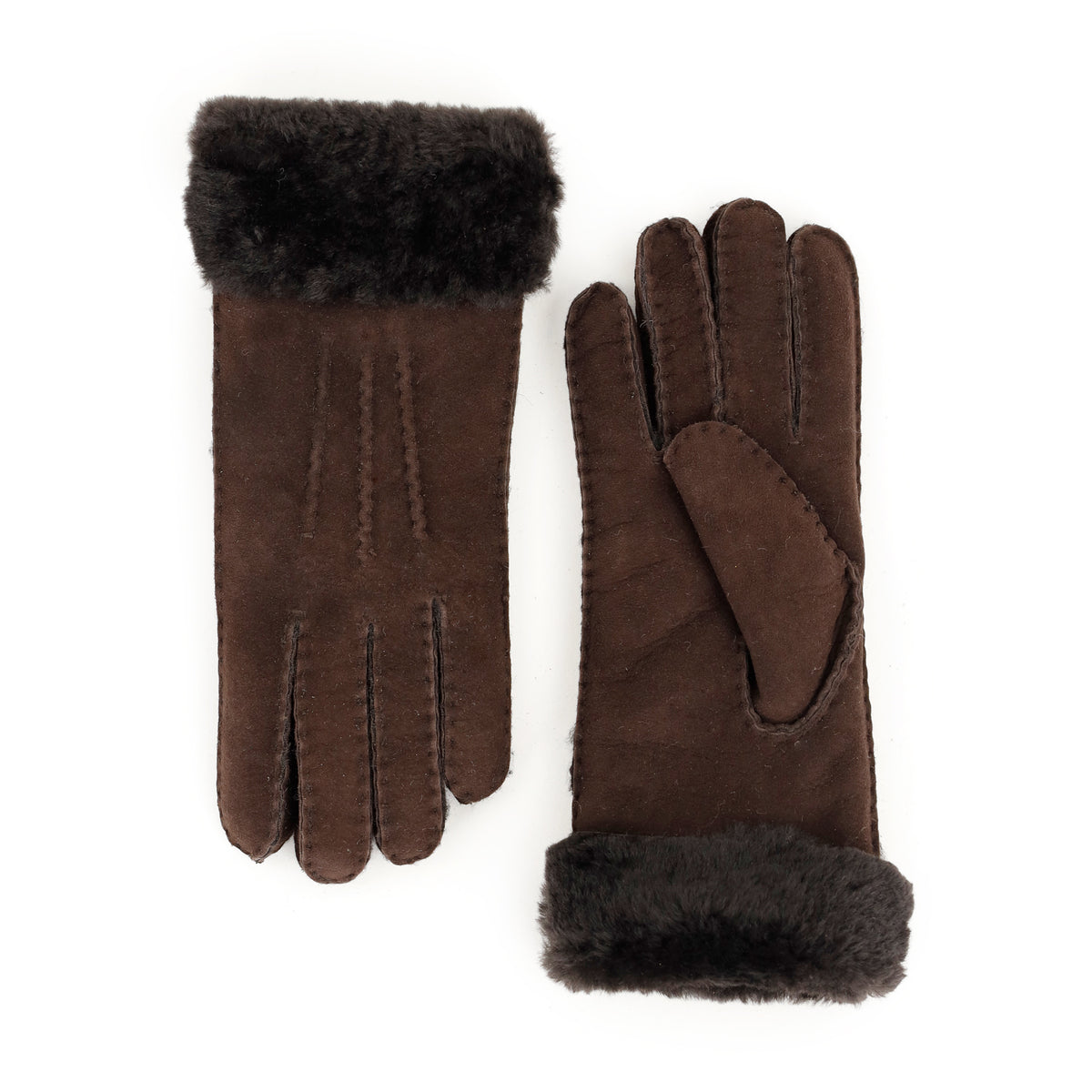Schapenwollen dames handschoenen 'Elise' donkerbruin