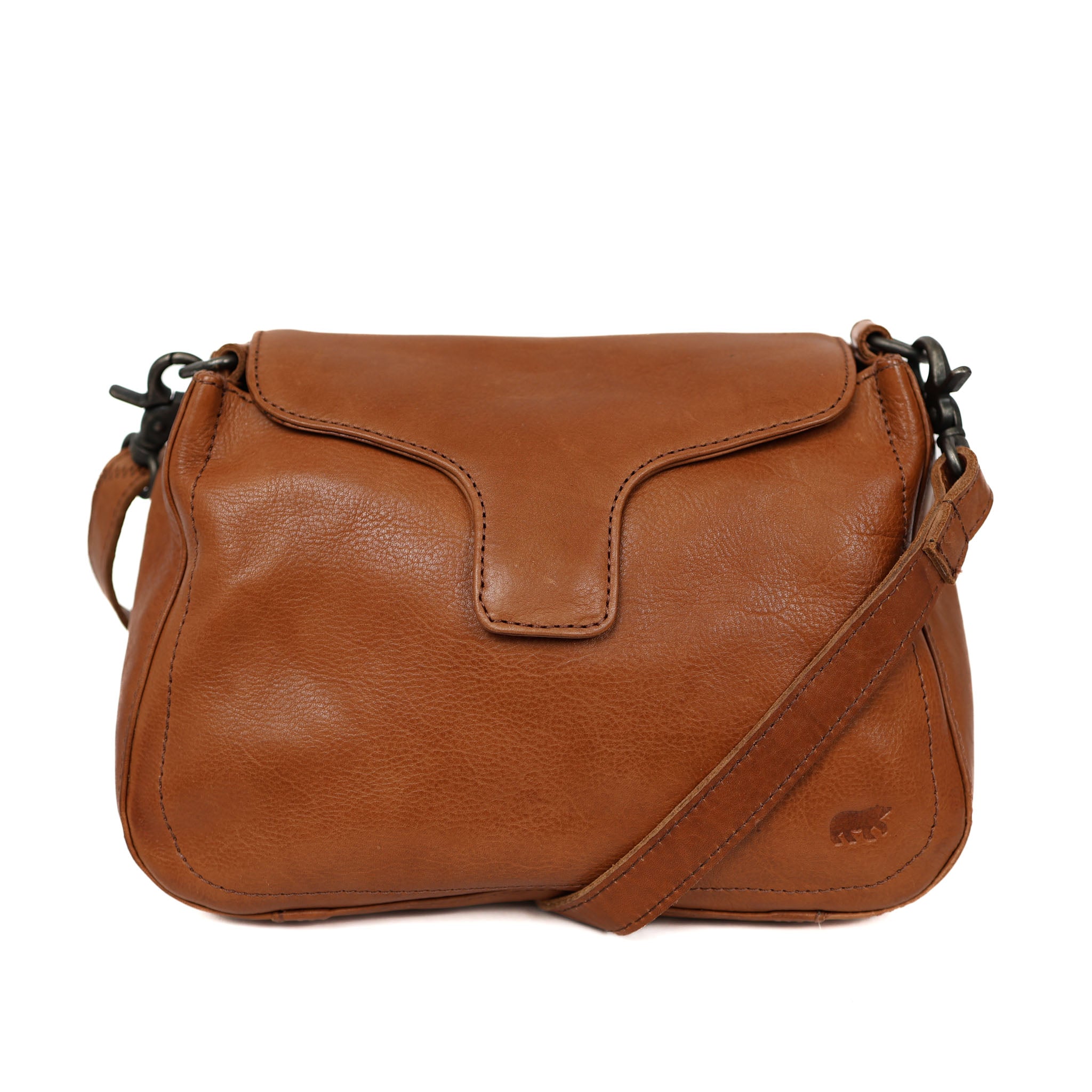 Hand/shoulderbag with flap 'Fenna' cognac
